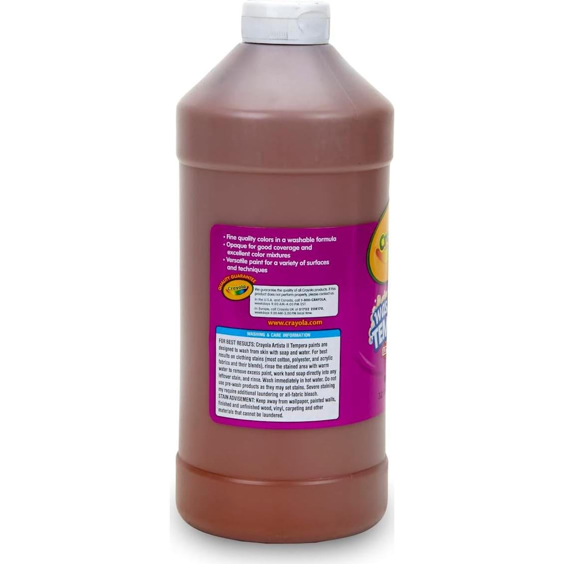 Pintura Tempera Lavable Crayola Marrón 32 Oz No Tóxica