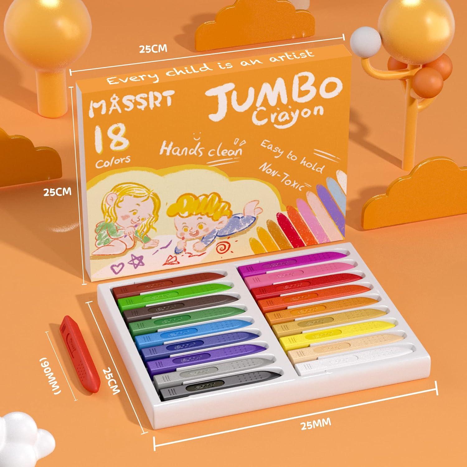 Crayones Jumbo MASSRT Triángulo 18 Colores Irrompibles