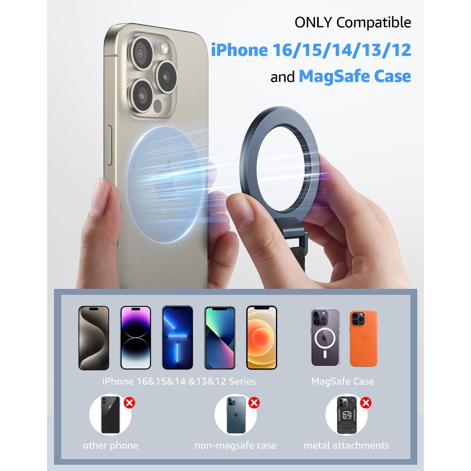 Agarre MagSafe SUPERONE con Correa para Dedo - Negro