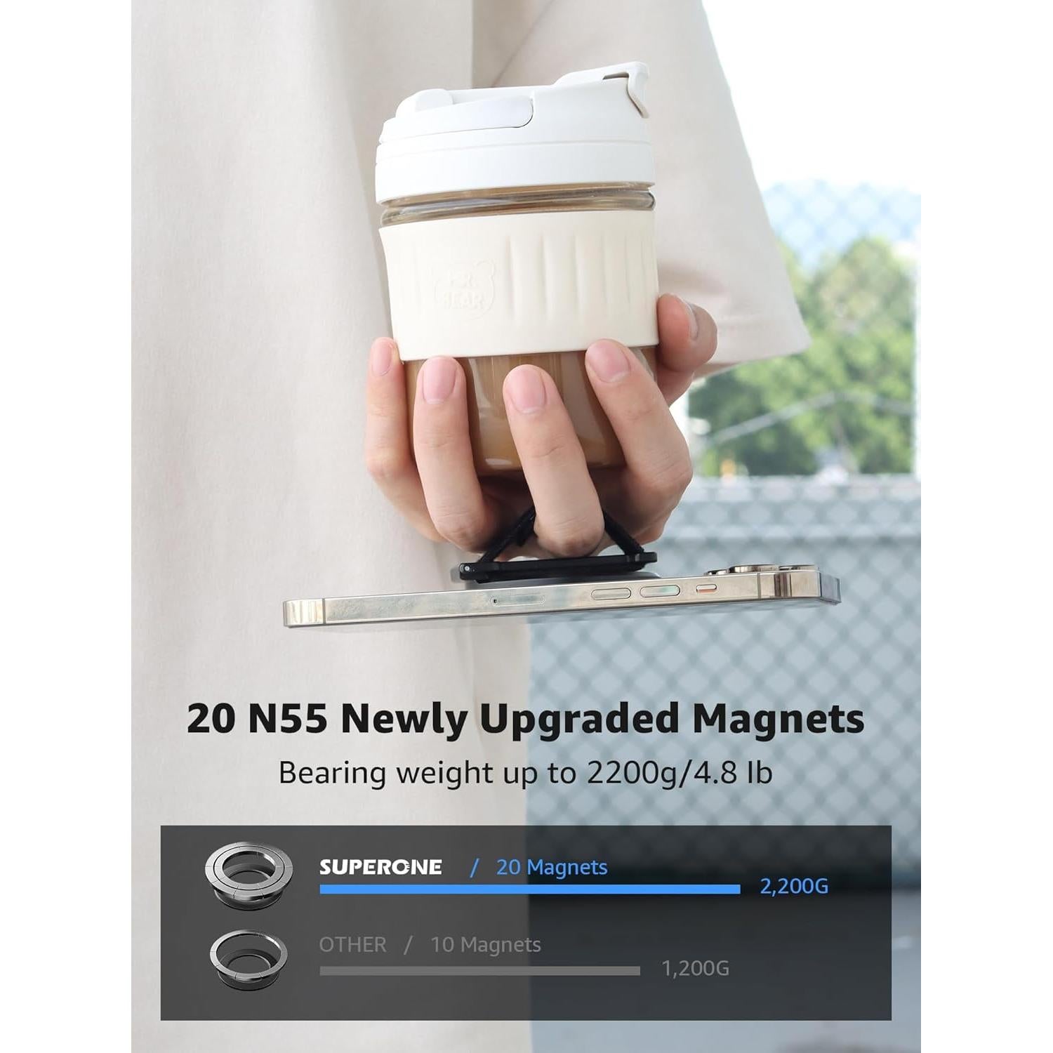 Agarre MagSafe SUPERONE con Correa para Dedo - Negro