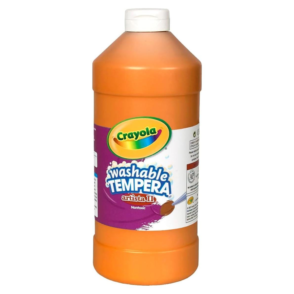 Pintura Tempera Lavable Crayola Naranja 32 Oz No Tóxica
