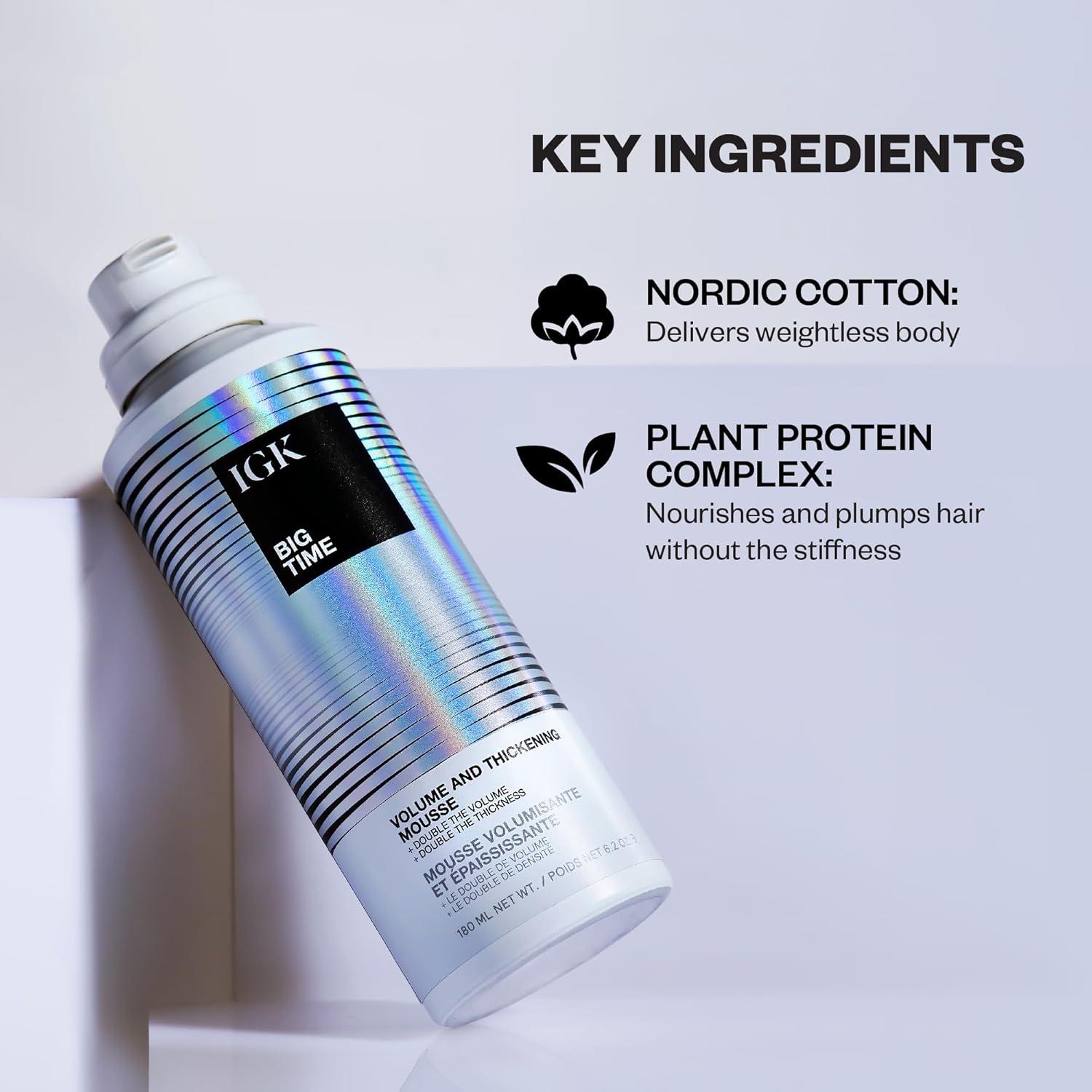 Mousse Voluminizador IGK Big Time 175 g - Fórmula Ligera