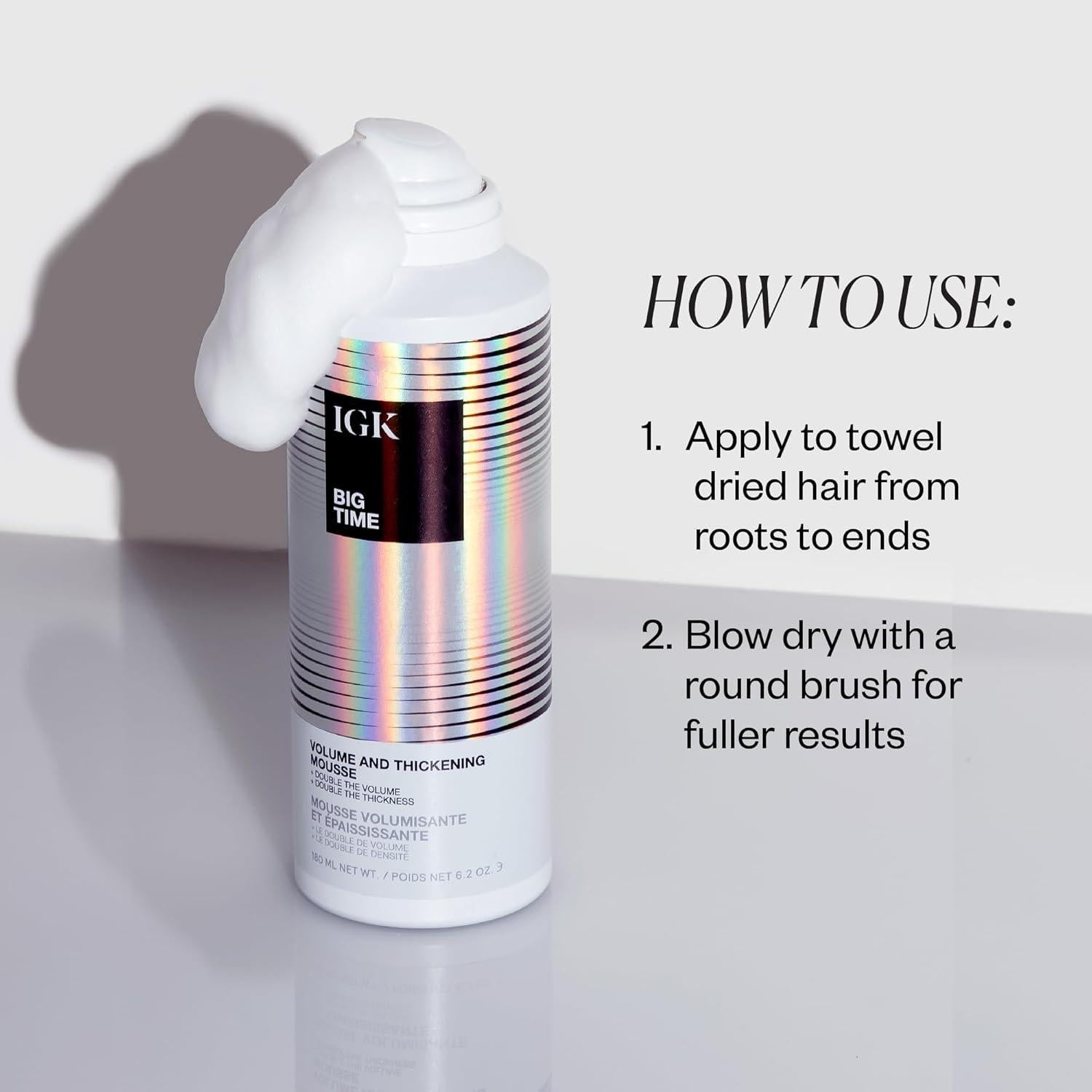 Mousse Voluminizador IGK Big Time 175 g - Fórmula Ligera