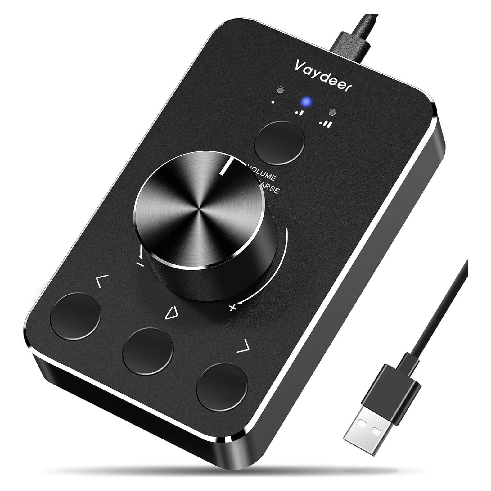 Perilla de Control de Volumen Vaydeer USB con Silencio y 3 Modos