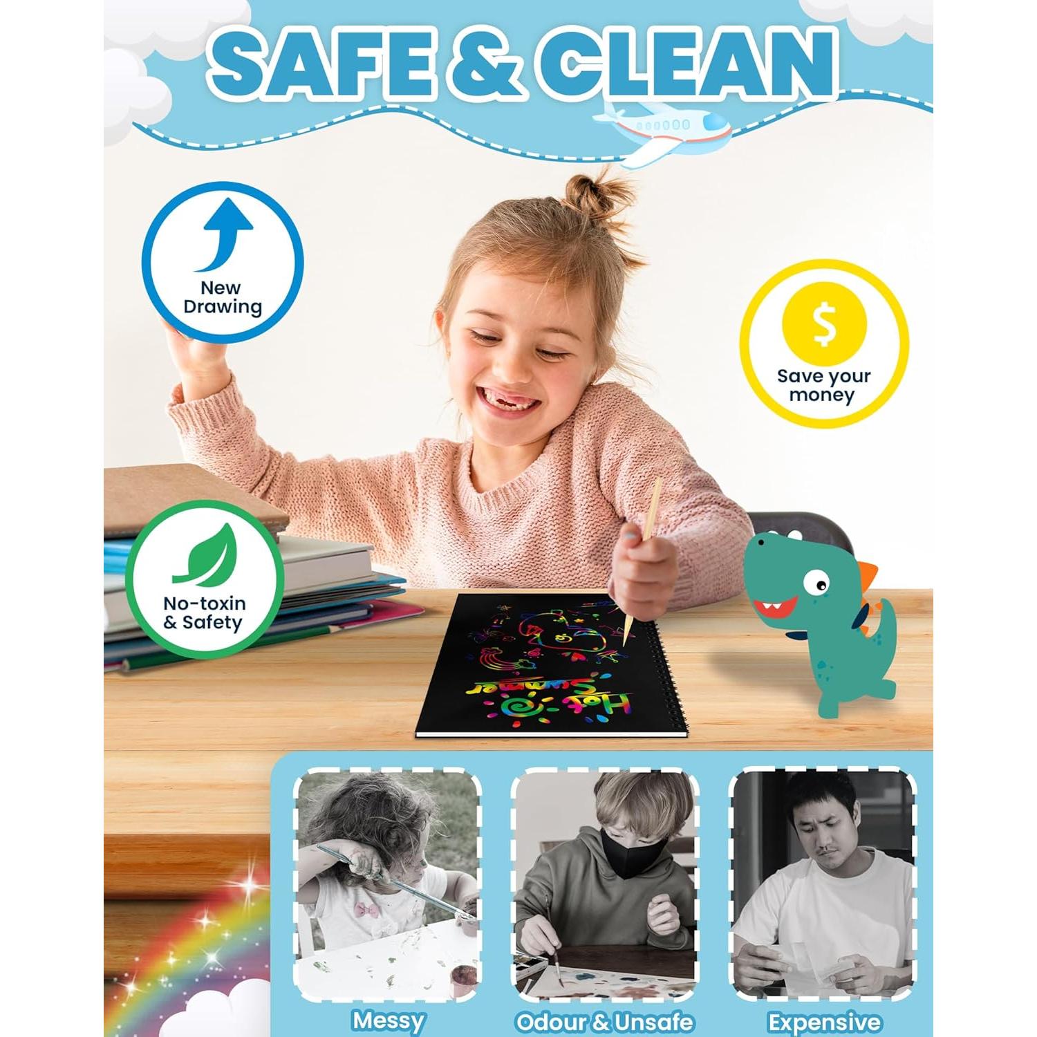 Kit de Arte Rascable Smasiagon para Niños 2 Libros DIY