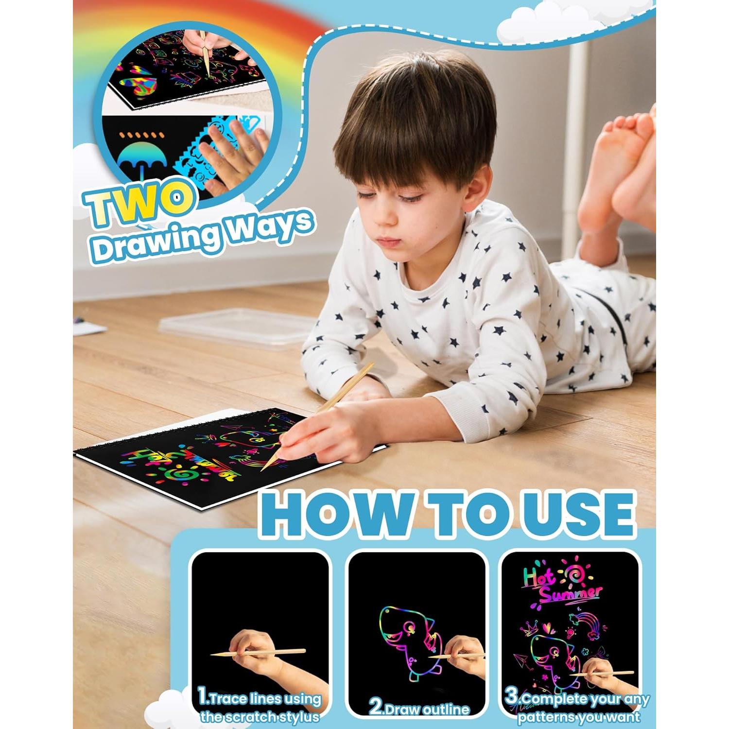 Kit de Arte Rascable Smasiagon para Niños 2 Libros DIY