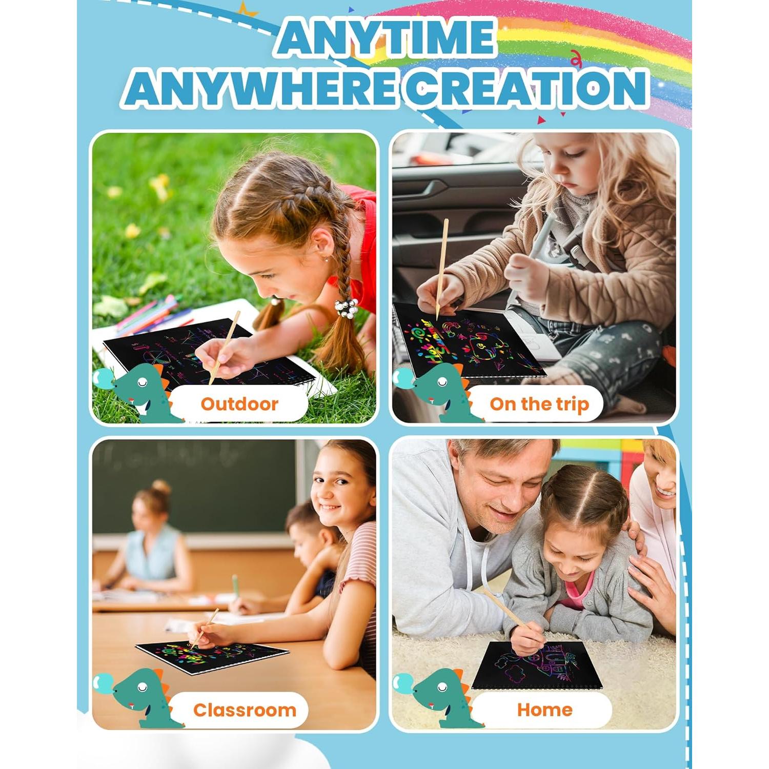 Kit de Arte Rascable Smasiagon para Niños 2 Libros DIY