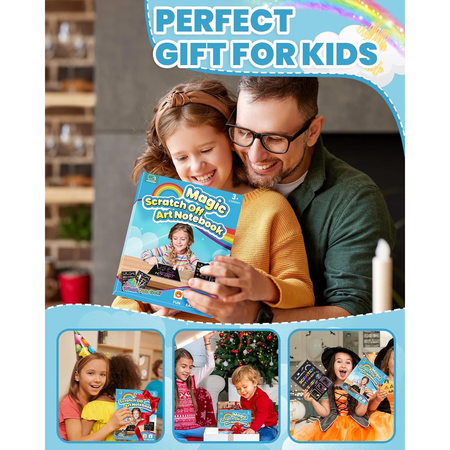 Kit de Arte Rascable Smasiagon para Niños 2 Libros DIY