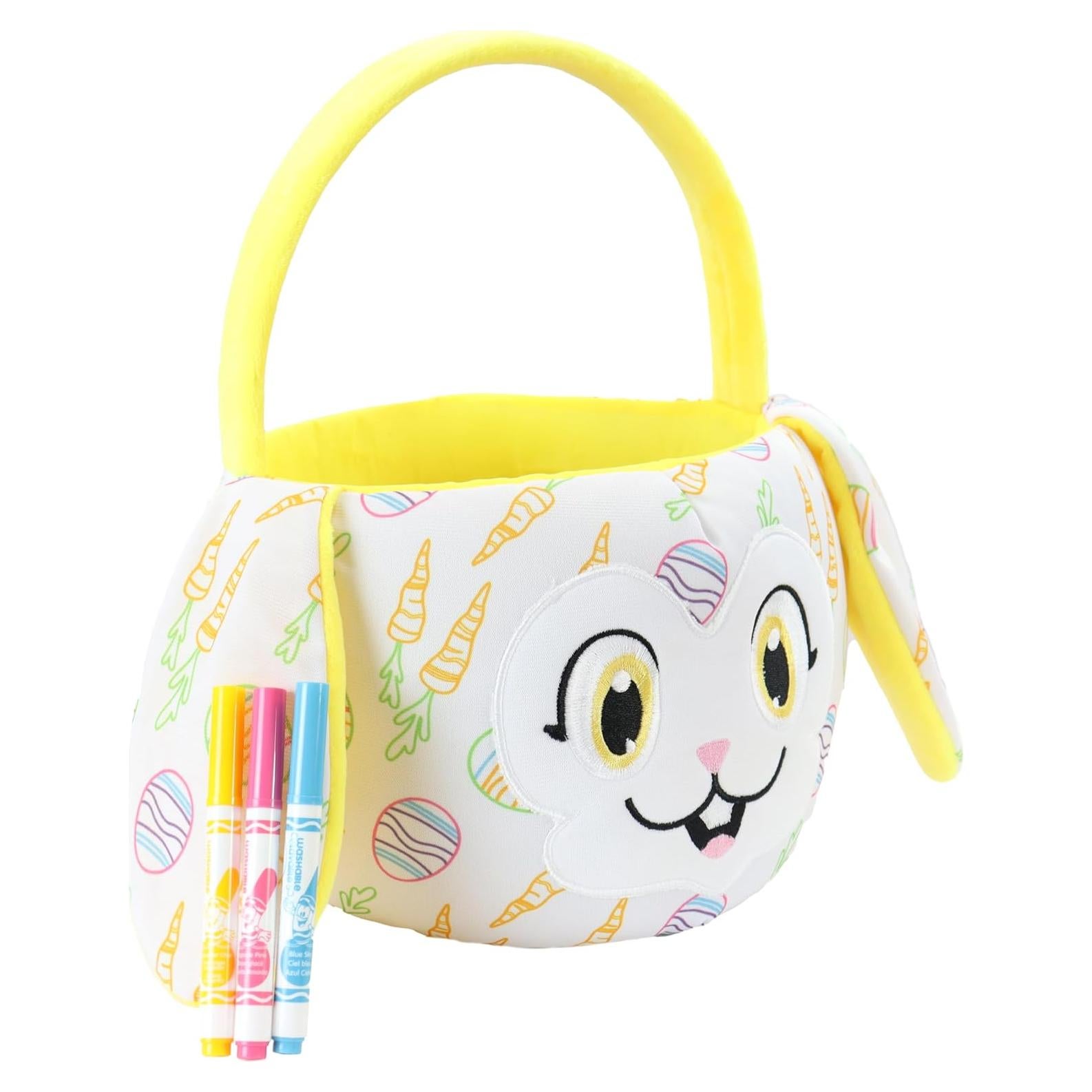 Canasta de Conejo Amarillo Crayola con 3 Marcadores Lavables