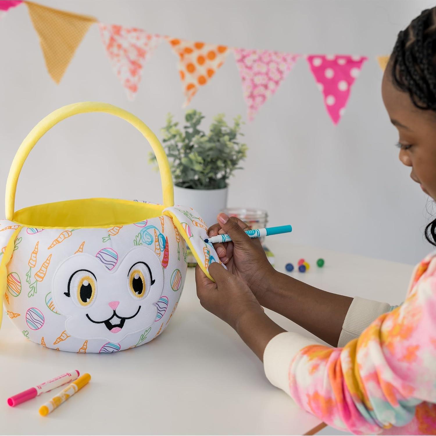 Canasta de Conejo Amarillo Crayola con 3 Marcadores Lavables