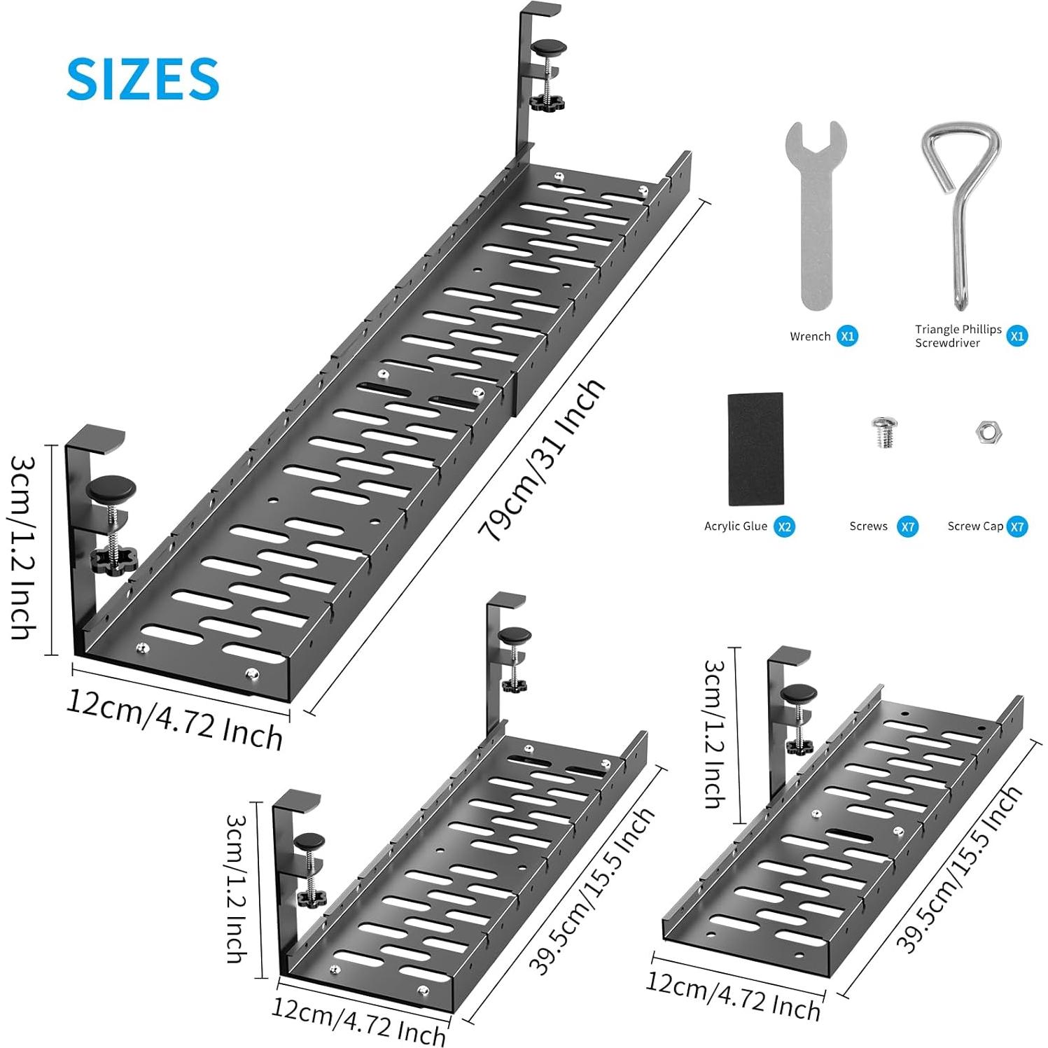 Bandeja de gestión de cables WIGAKDRU 78,74 cm extensible