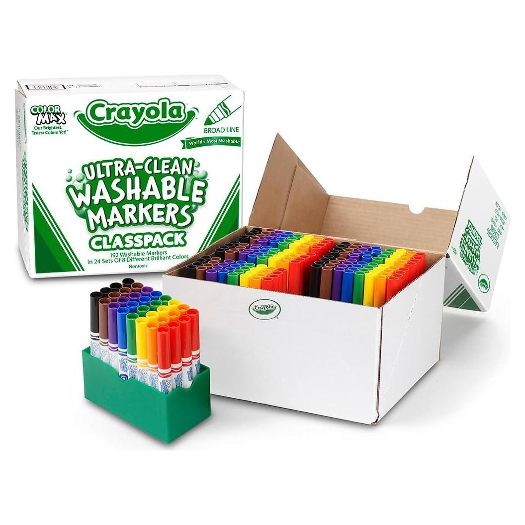 Marcadores Lavables Crayola Ultra Clean, 192 Piezas, 8 Colores
