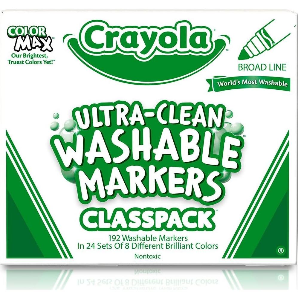 Marcadores Lavables Crayola Ultra Clean, 192 Piezas, 8 Colores