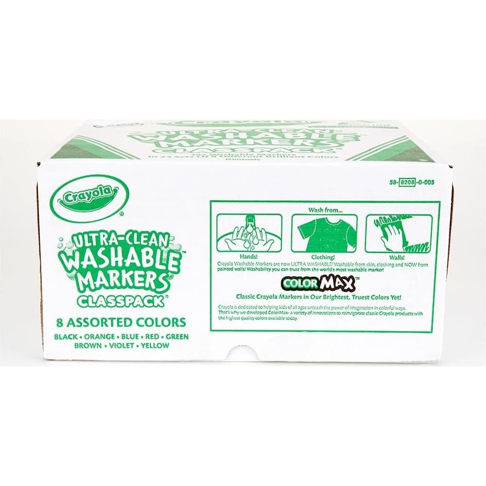 Marcadores Lavables Crayola Ultra Clean, 192 Piezas, 8 Colores