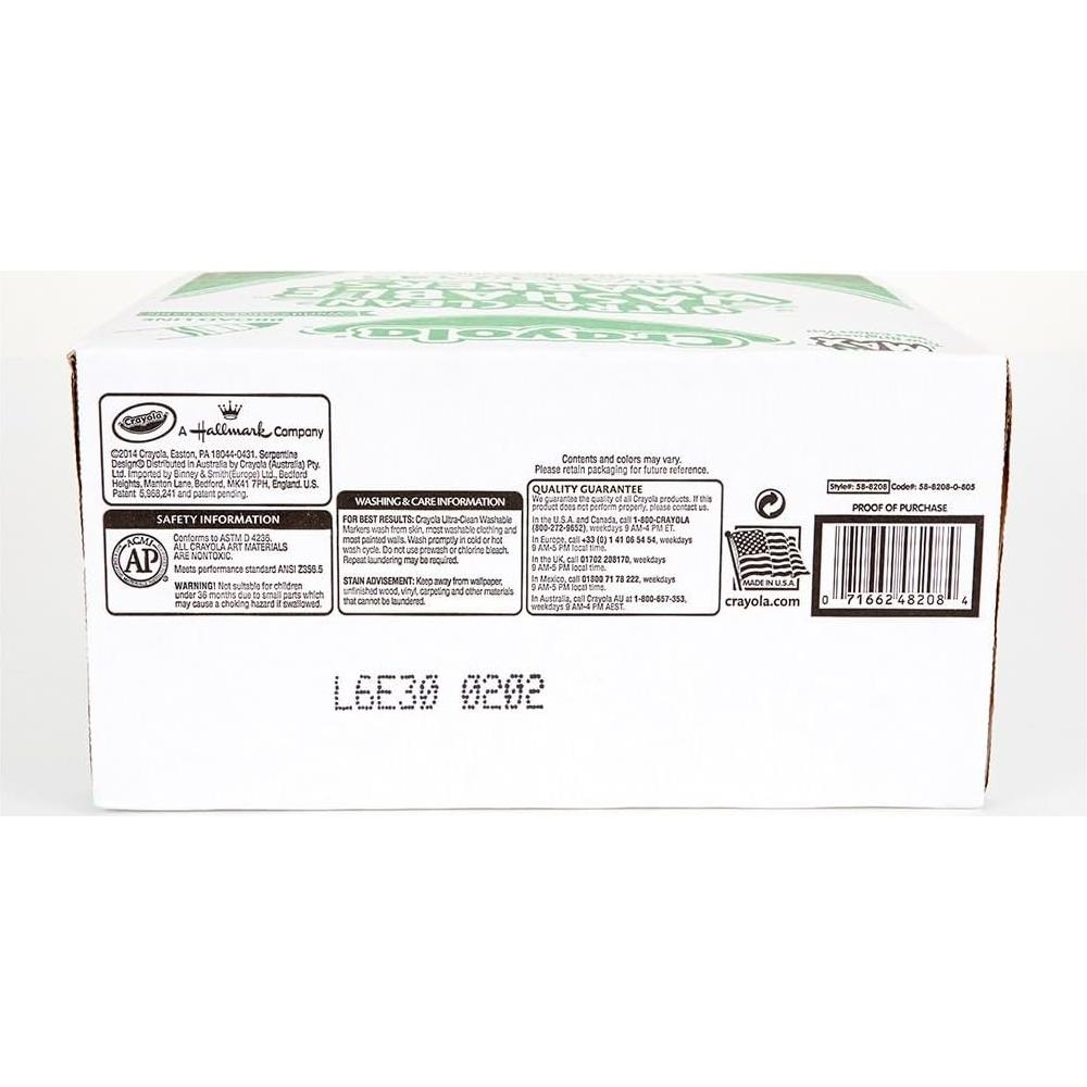 Marcadores Lavables Crayola Ultra Clean, 192 Piezas, 8 Colores