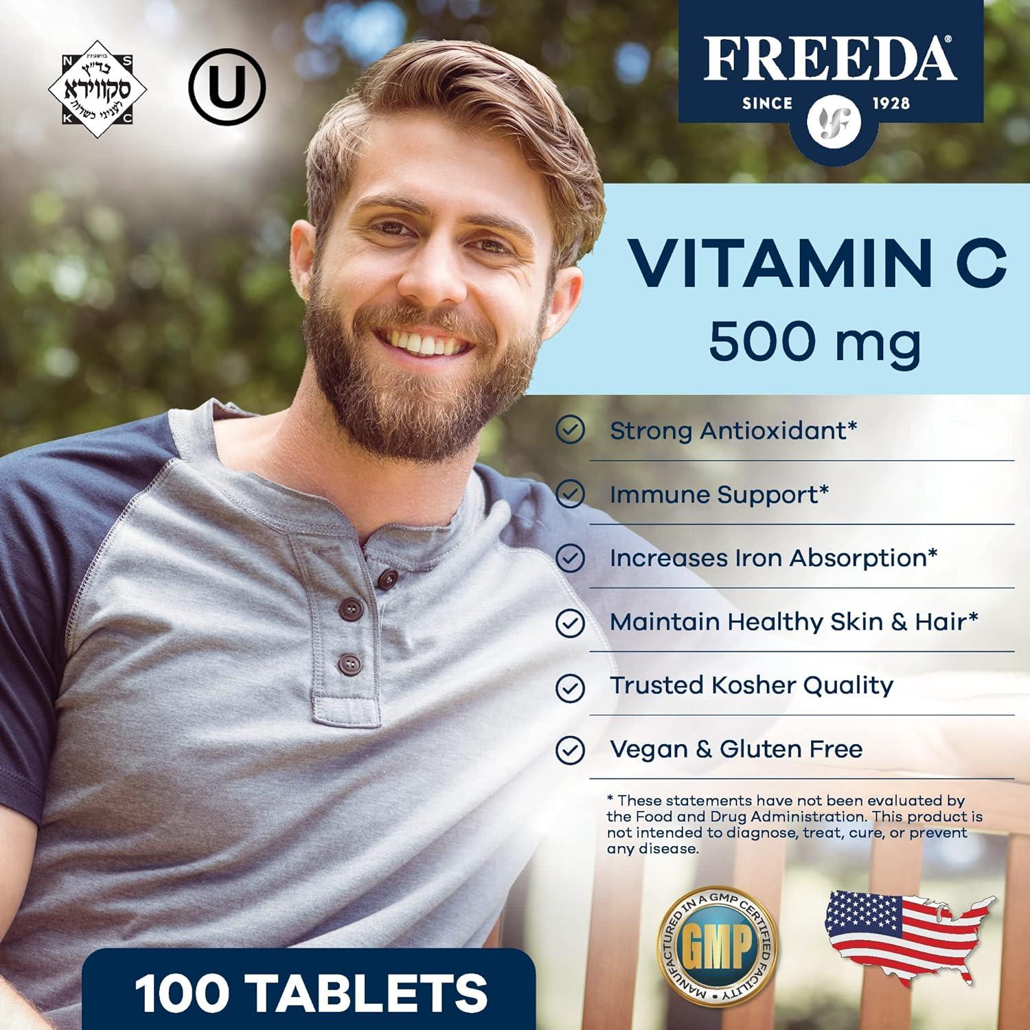 Freeda Vitamina C 500mg Vegana - Antioxidante Inmunológico 100 Tabletas