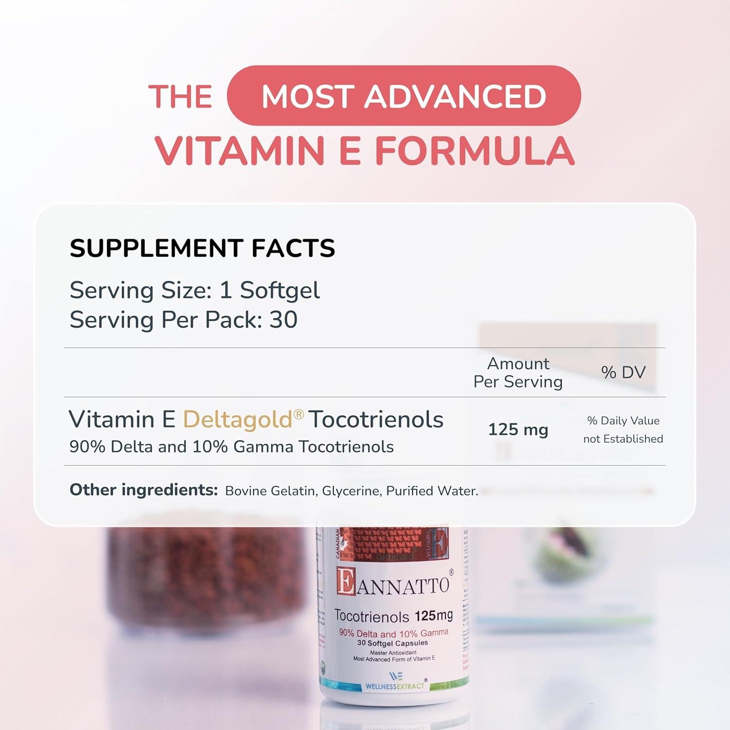 Vitamina E Tocotrienoles 125mg Wellness Extract 30 Cápsulas Blandas