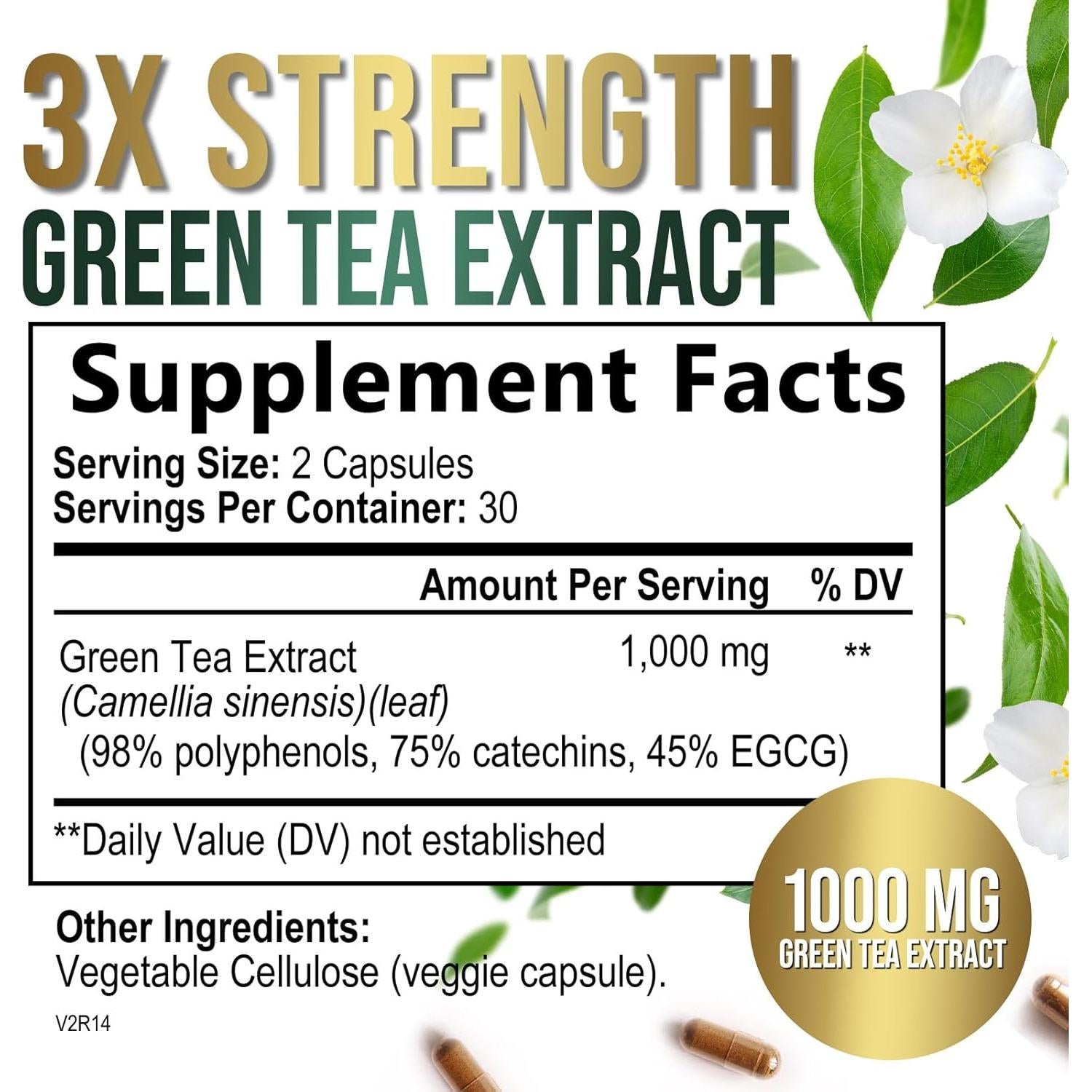 Cápsulas de Extracto de Té Verde 1000mg PureTea - 60 Unidades