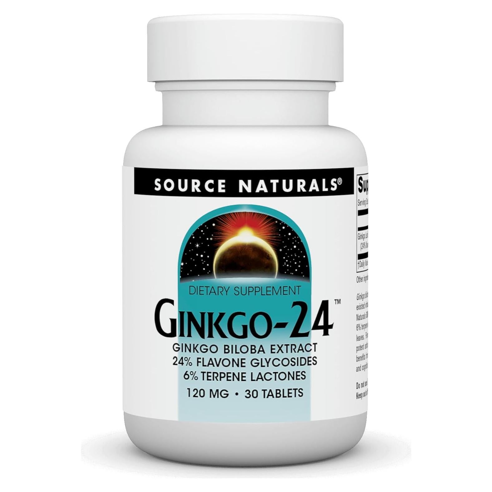 Source Naturals Ginkgo-24 Extracto de Ginkgo Biloba 120 mg 60 Tabletas