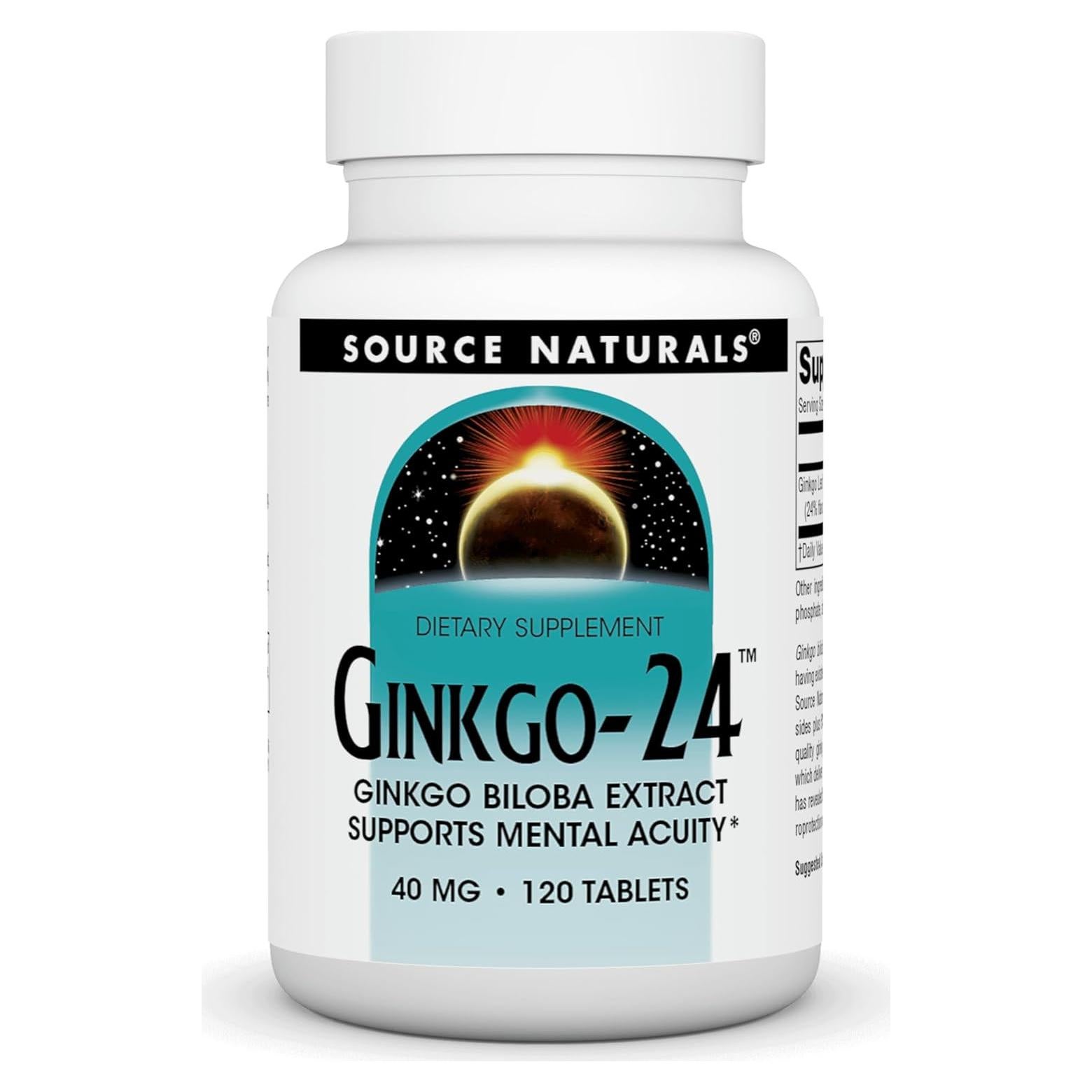 Source Naturals Ginkgo-24 Extracto de Ginkgo Biloba 40 mg - 120 Tabletas