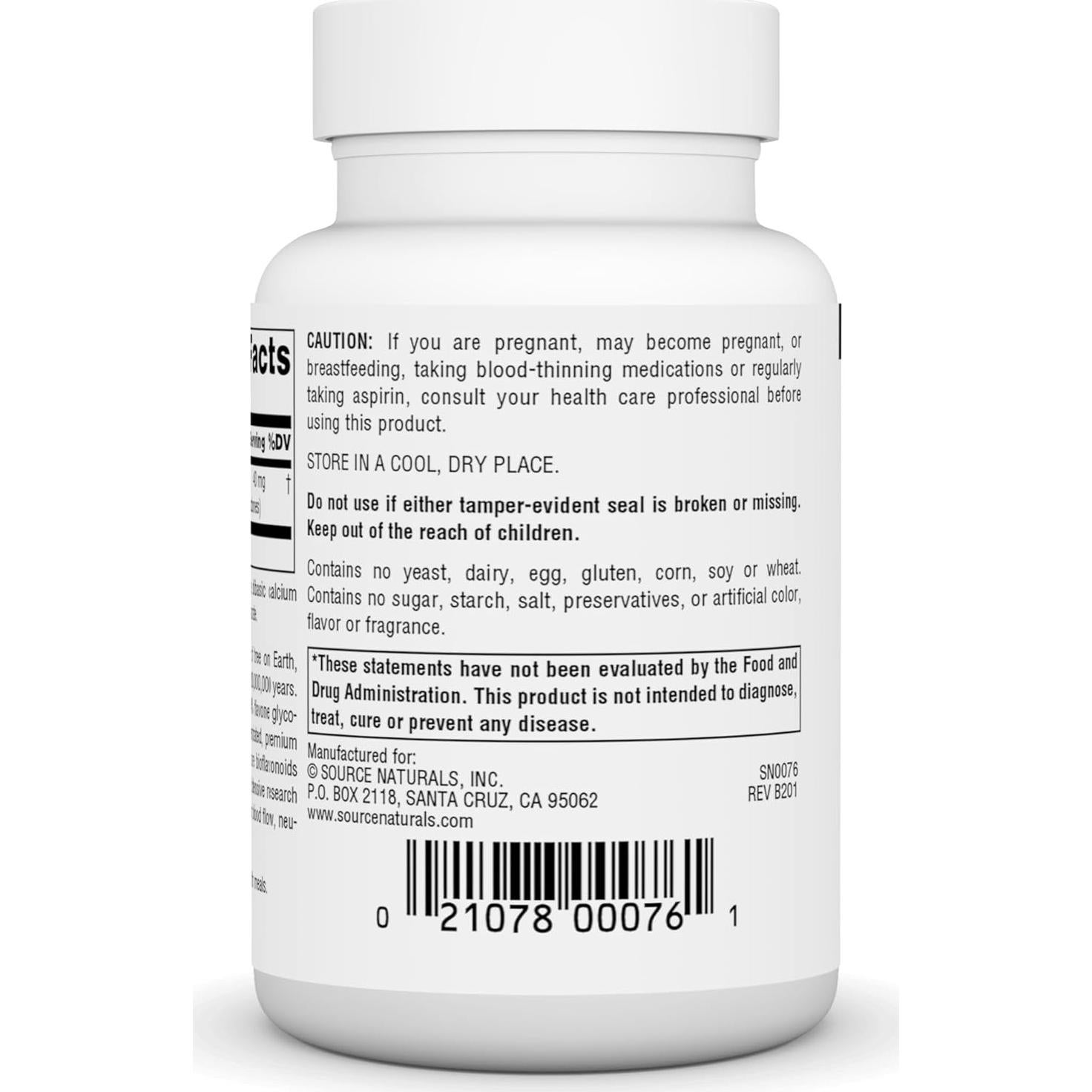 Source Naturals Ginkgo-24 Extracto de Ginkgo Biloba 40 mg - 120 Tabletas