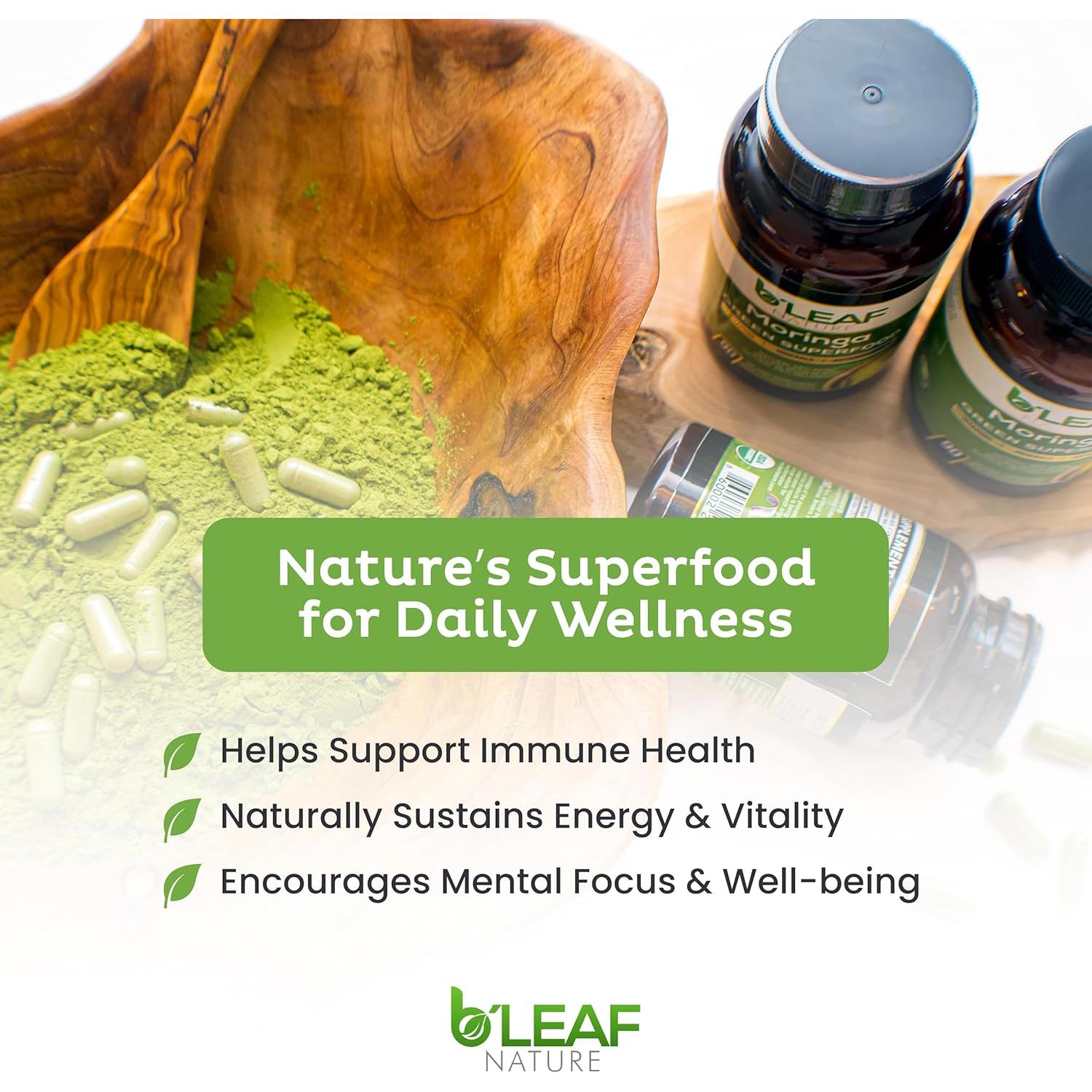 Cápsulas de Moringa Orgánica B'LEAF NATURE 1000mg 90 Unidades