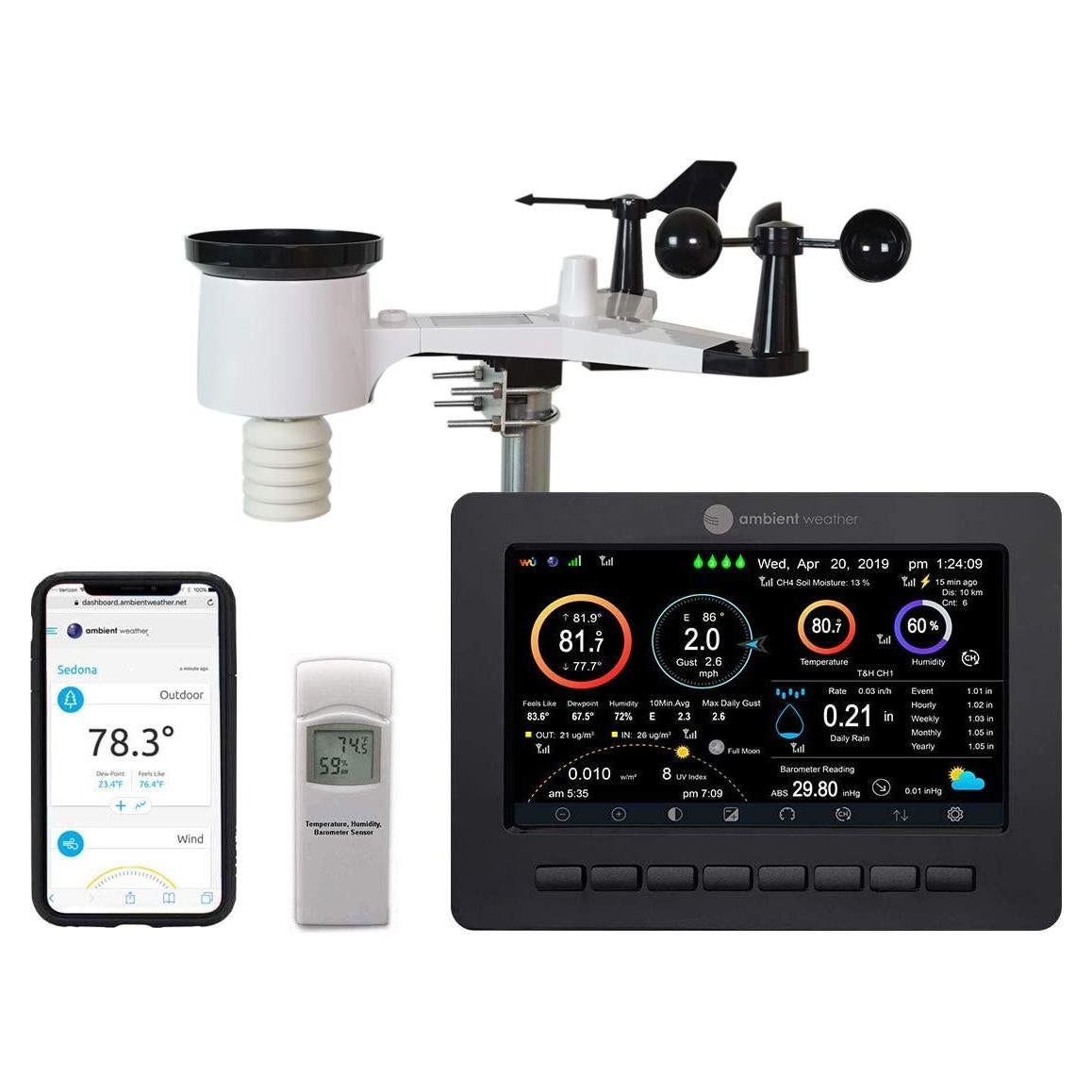 Ambient Weather WS-2000 Smart Weather Station with WiFi Remote Monitoring and Alerts with AWN+ Included