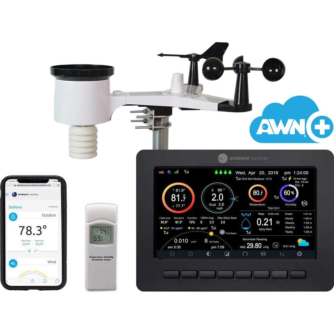 Ambient Weather WS-2000 Smart Weather Station with WiFi Remote Monitoring and Alerts with AWN+ Included