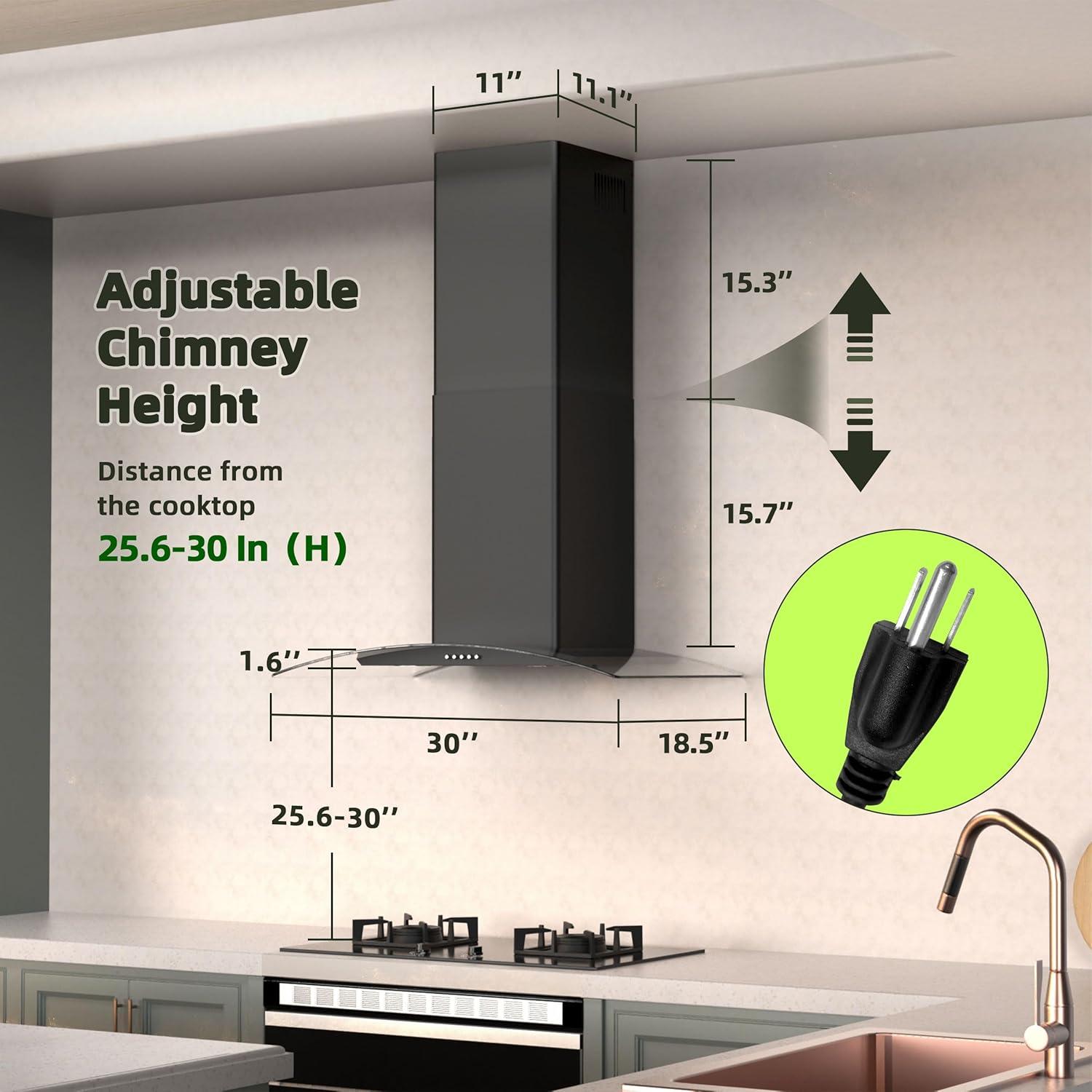 Campana Extractora FIREGAS 30" Montaje en Pared 400 CFM LED