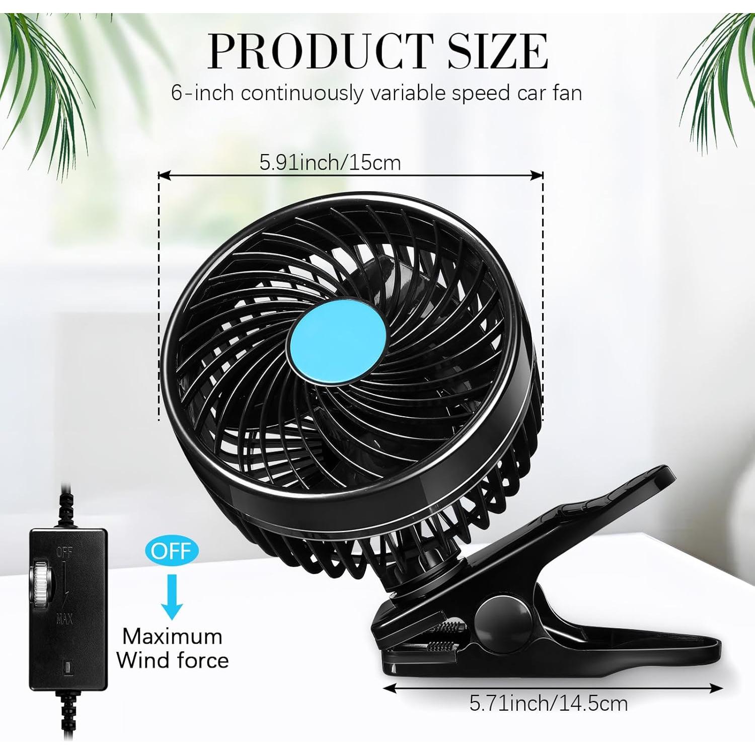 Ventilador de Coche 2 Pcs 15.24 cm 12V Ajustable DaisyInner