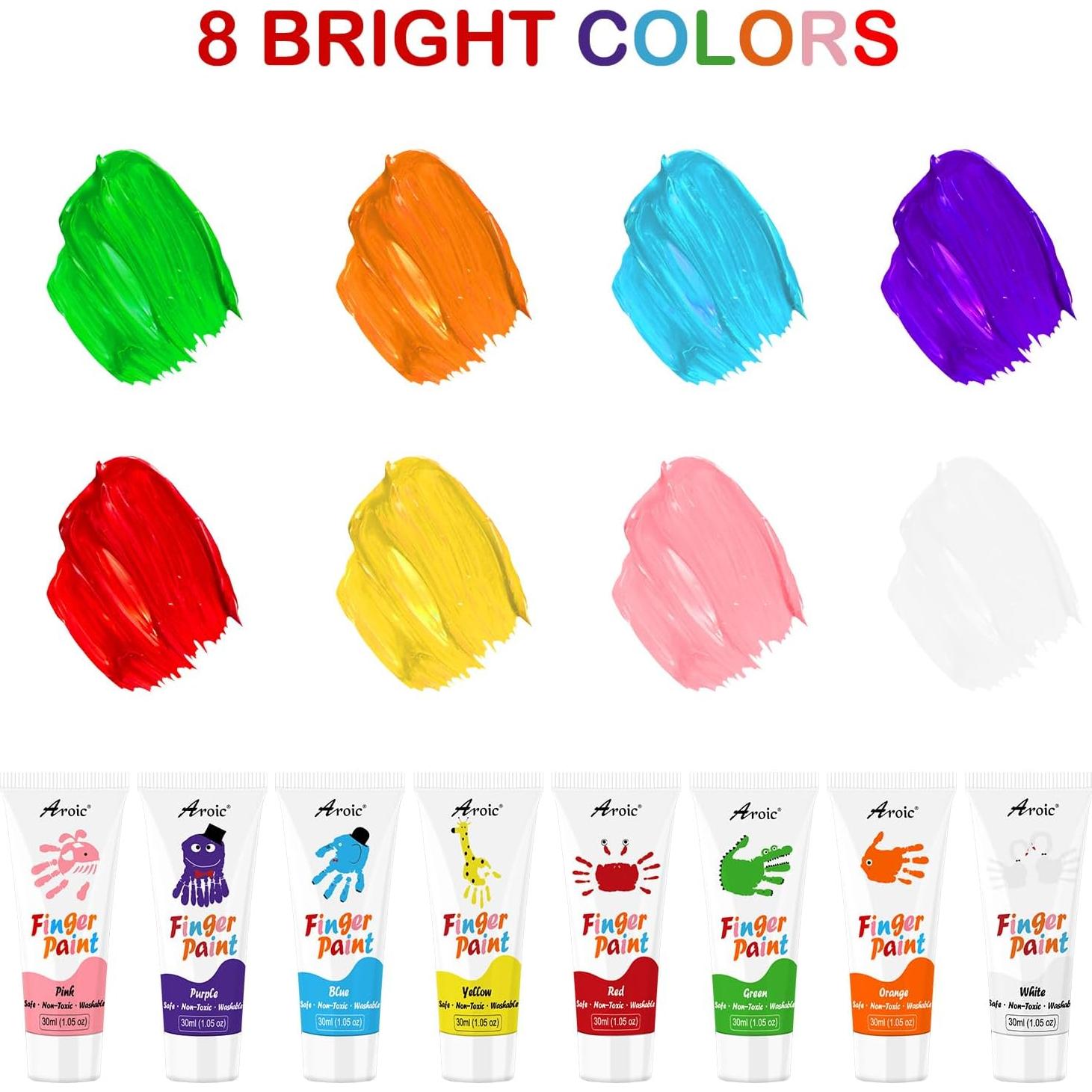 Pintura de Dedos AROIC 8 Colores Lavable No Tóxica