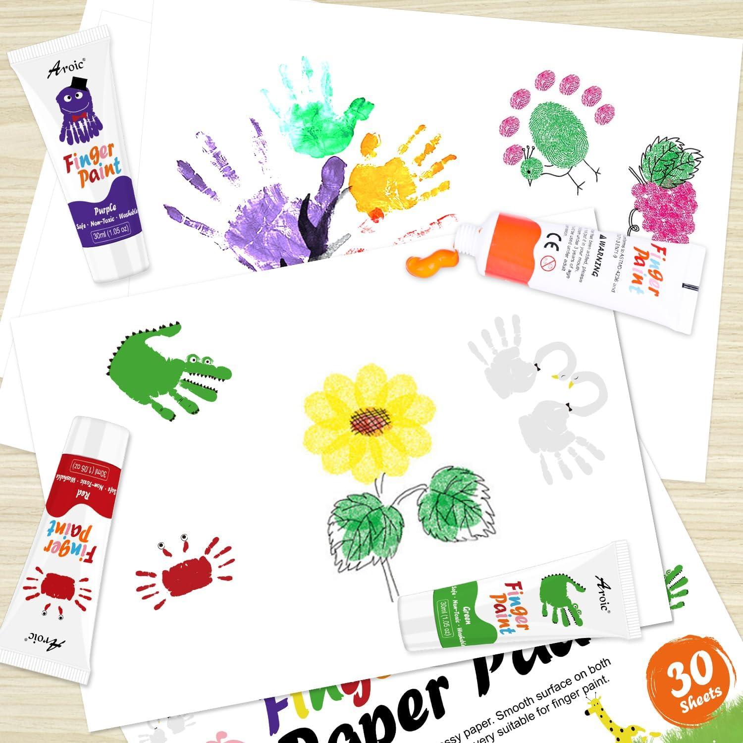 Pintura de Dedos AROIC 8 Colores Lavable No Tóxica