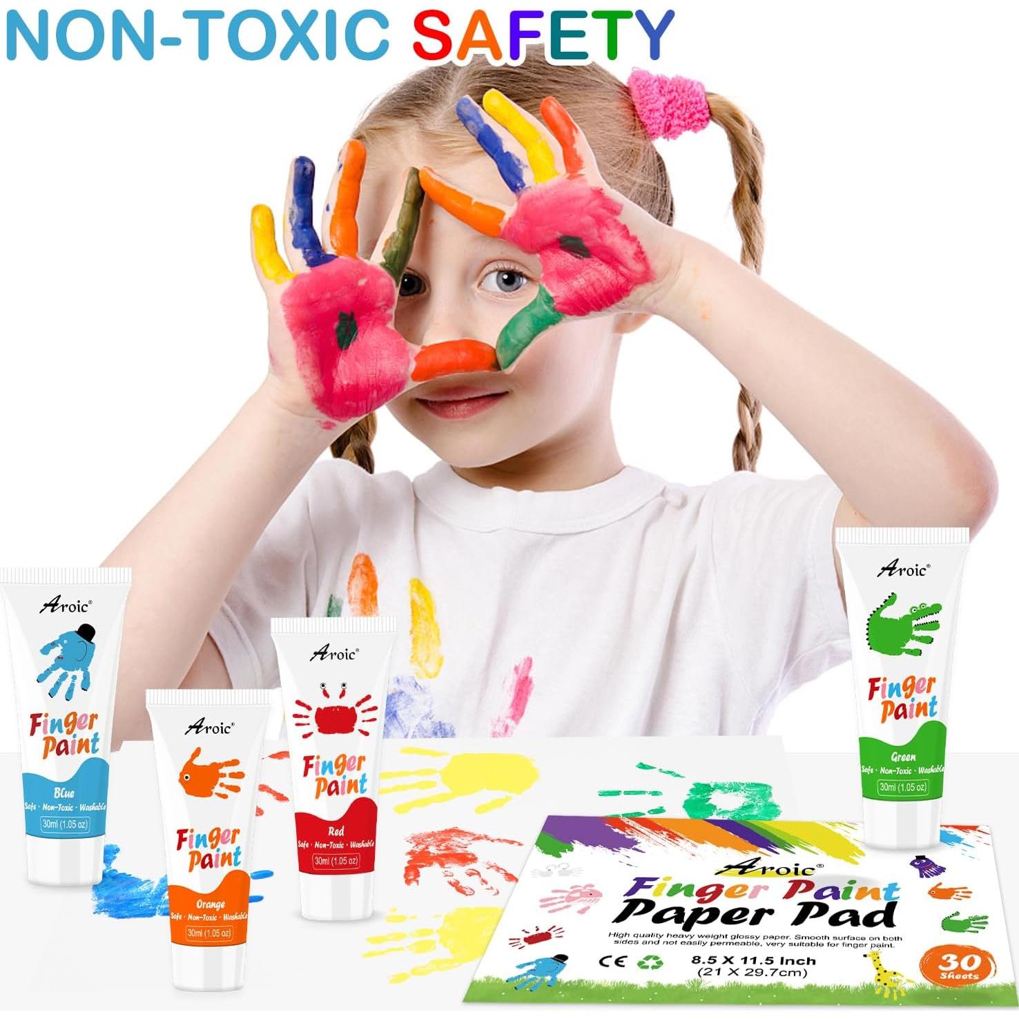 Pintura de Dedos AROIC 8 Colores Lavable No Tóxica