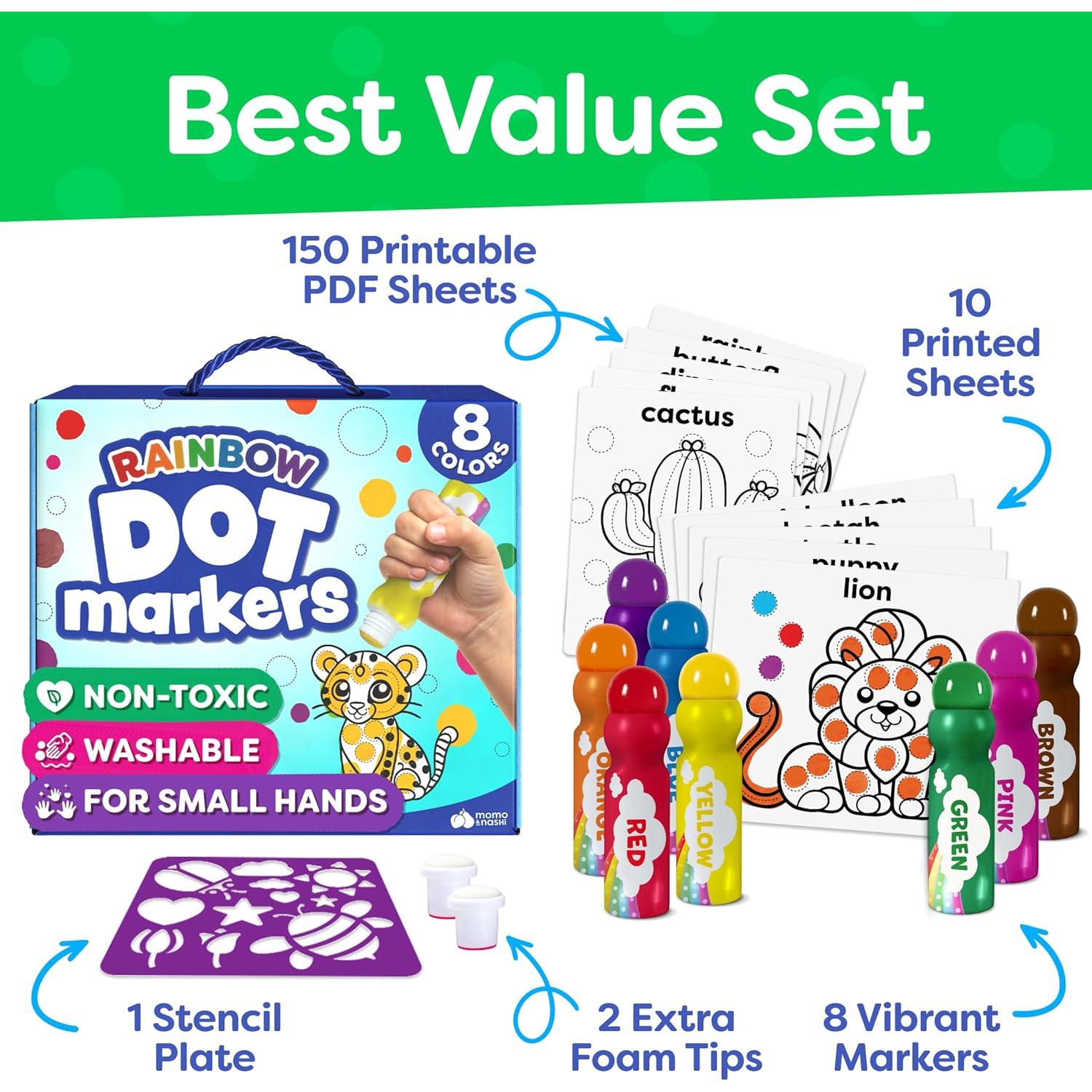 Marcadores de Puntos Momo & Nashi 8 Piezas Lavables 40ml