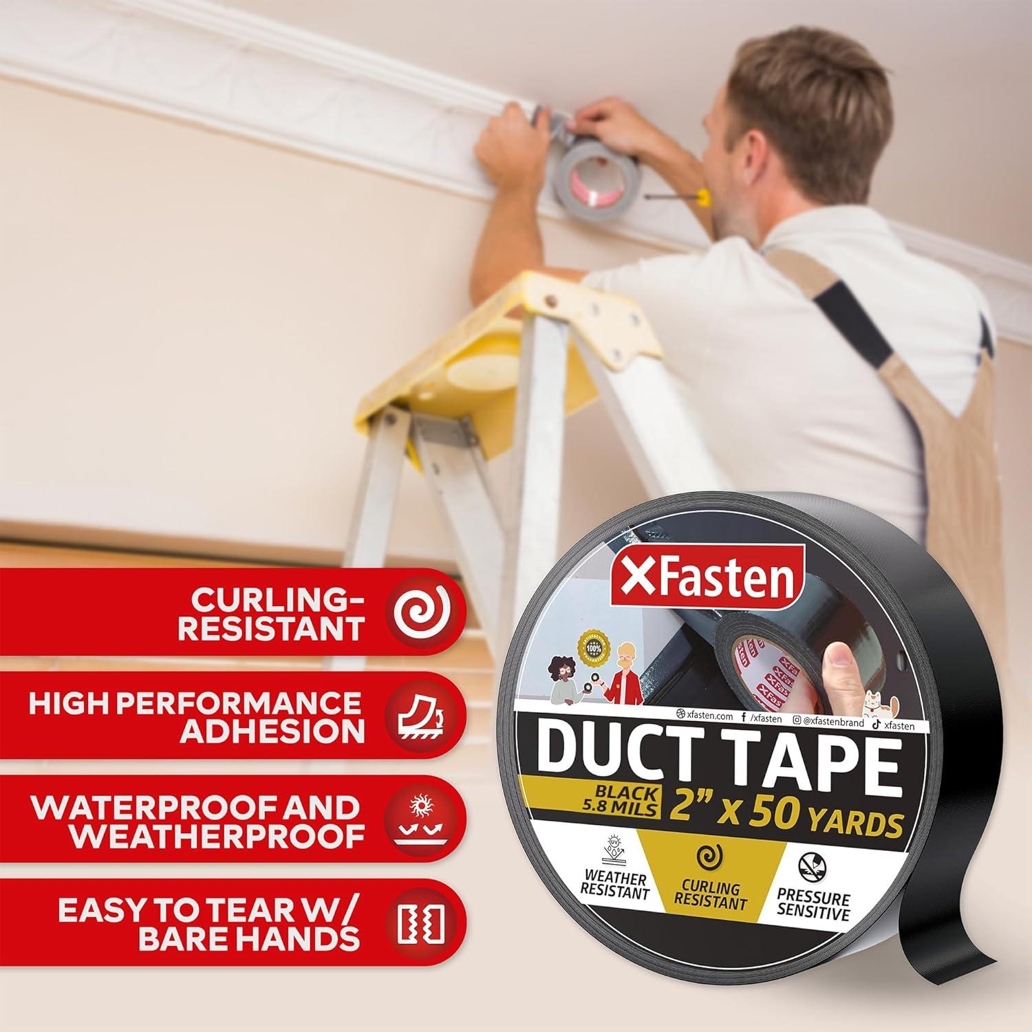 Cinta Adhesiva XFasten Negra 5cm x 45.72m Resistente al Clima