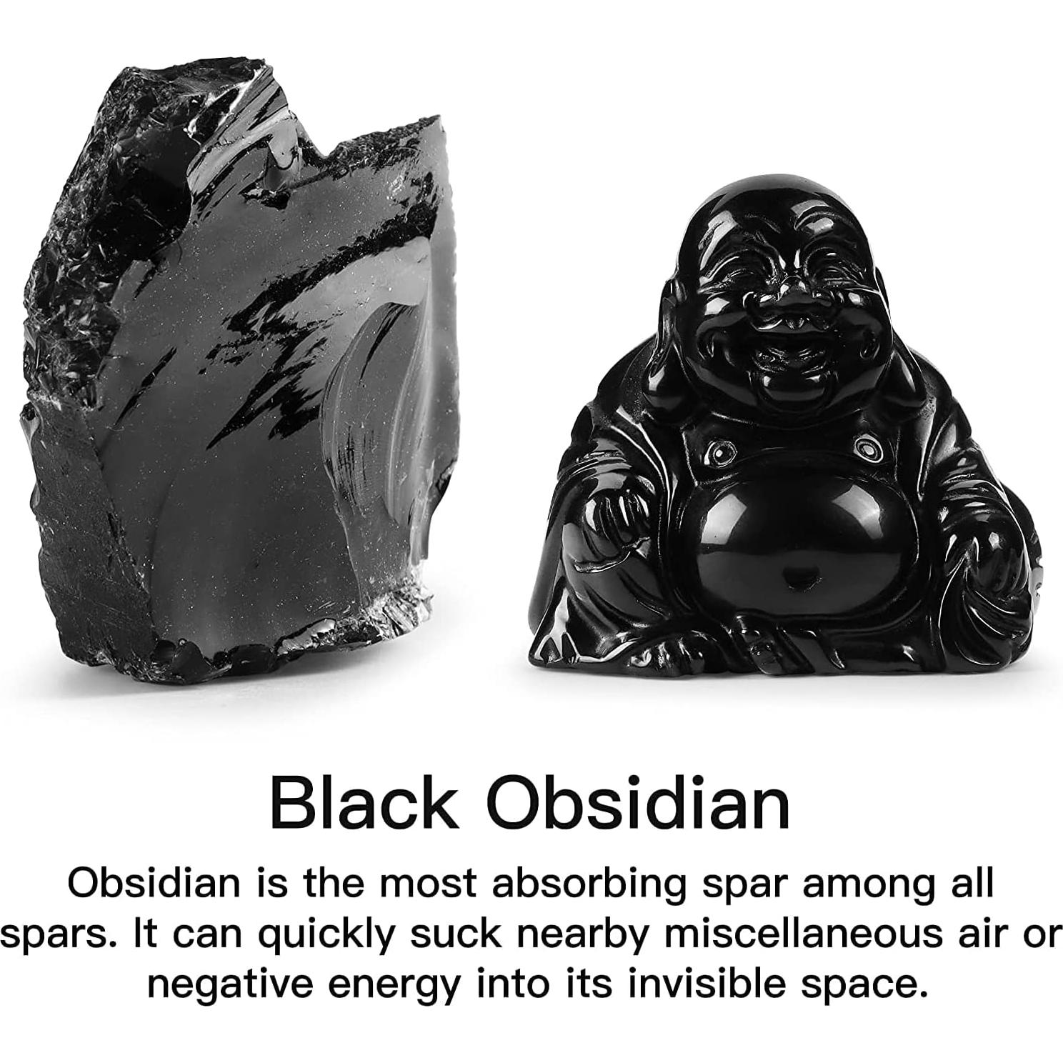 Estatua de Buda Feliz de Cristal Hxswkk 5 cm Obsidiana Negra