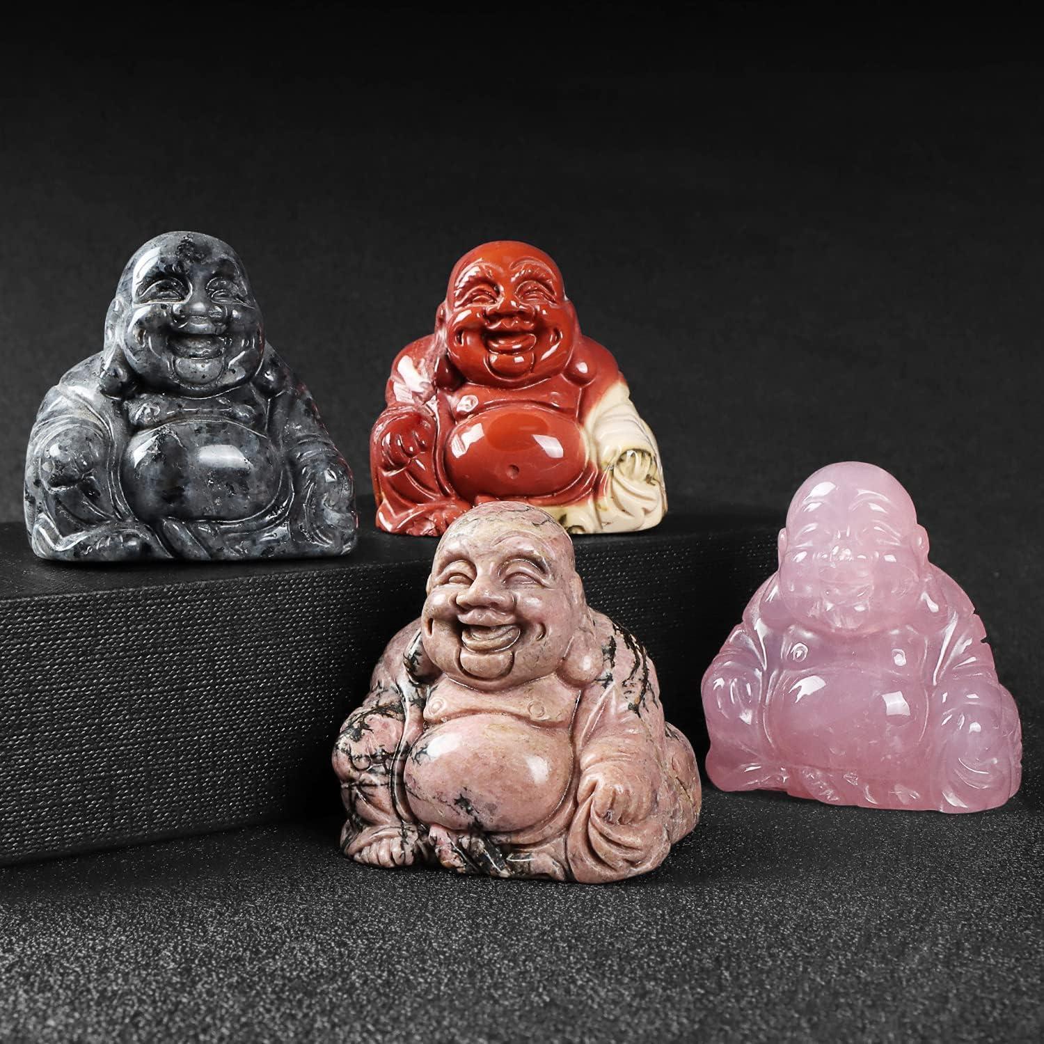 Estatua de Buda Feliz de Cristal Hxswkk 5 cm Obsidiana Negra