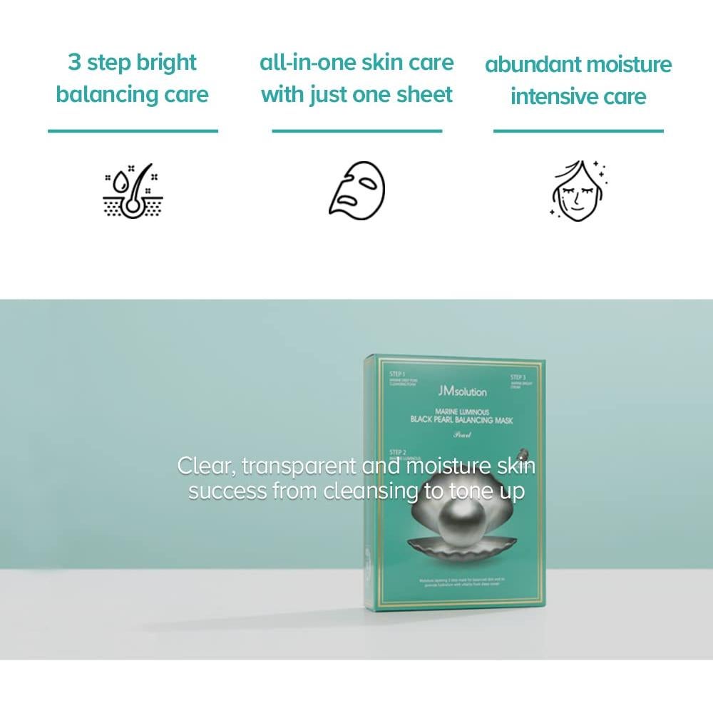 Máscara Facial Hidratante 3 Pasos JM Solution Perla Negra