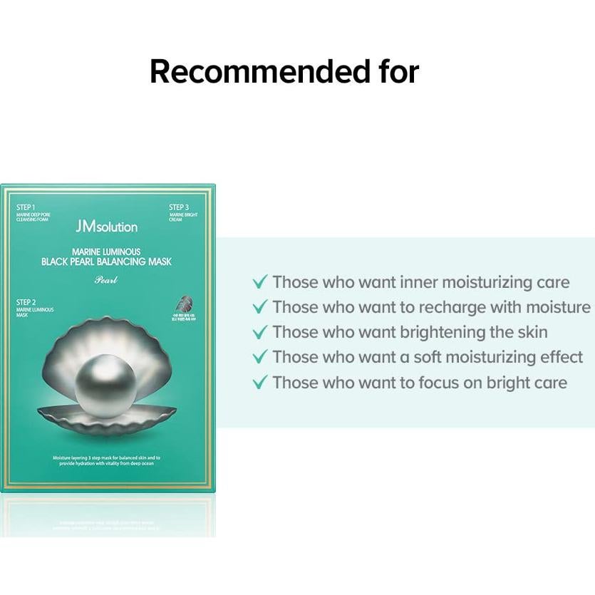 Máscara Facial Hidratante 3 Pasos JM Solution Perla Negra
