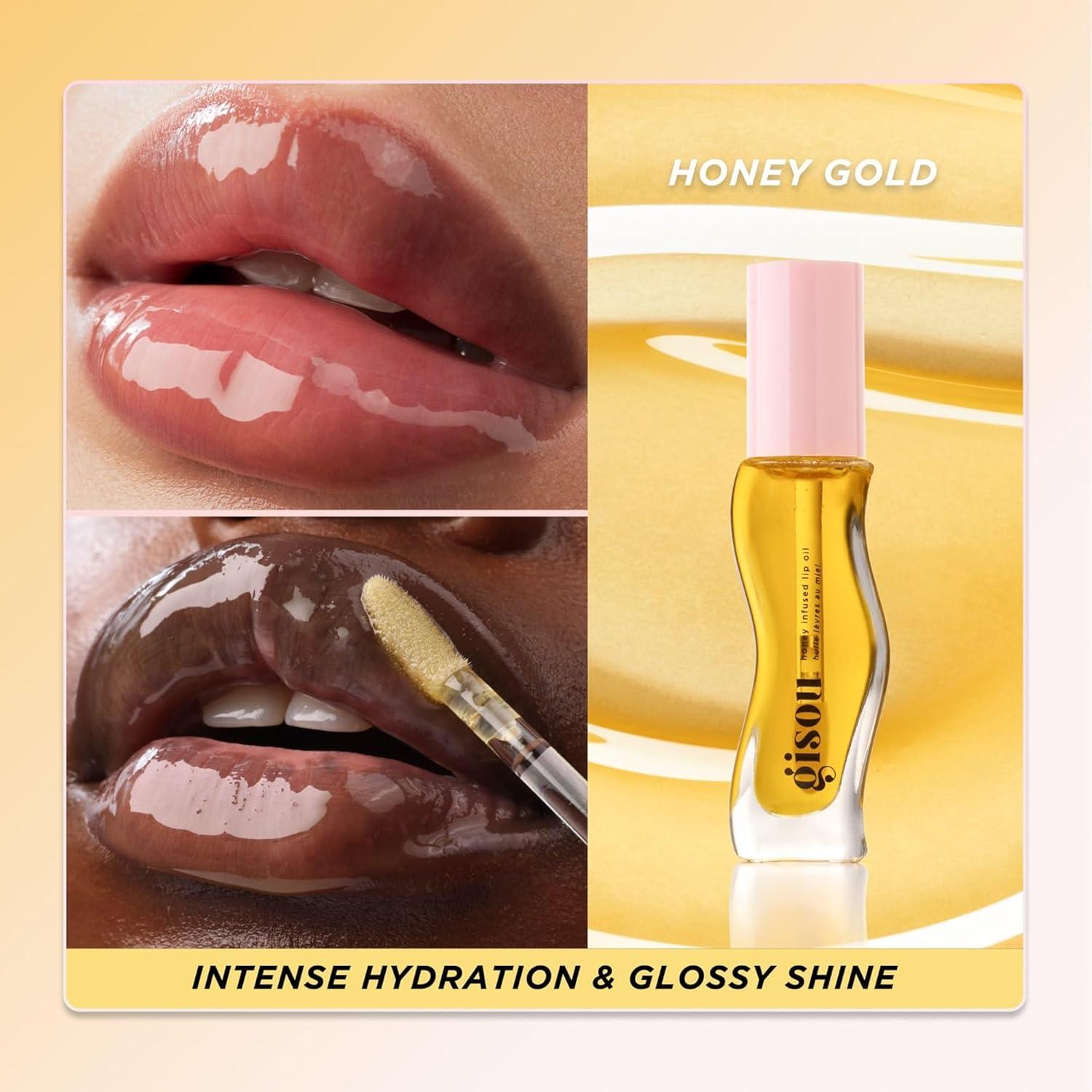 Gisou Aceite Hidratante para Labios con Miel 8ml - Brillo Dorado