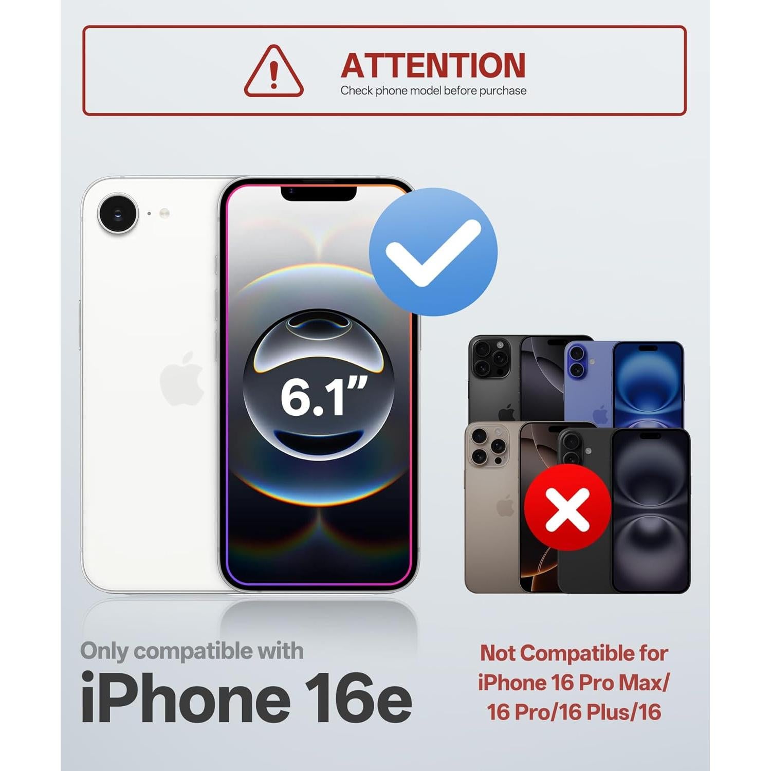 Funda magnética SIXBOX para iPhone 16e 6.1" 2025, negra