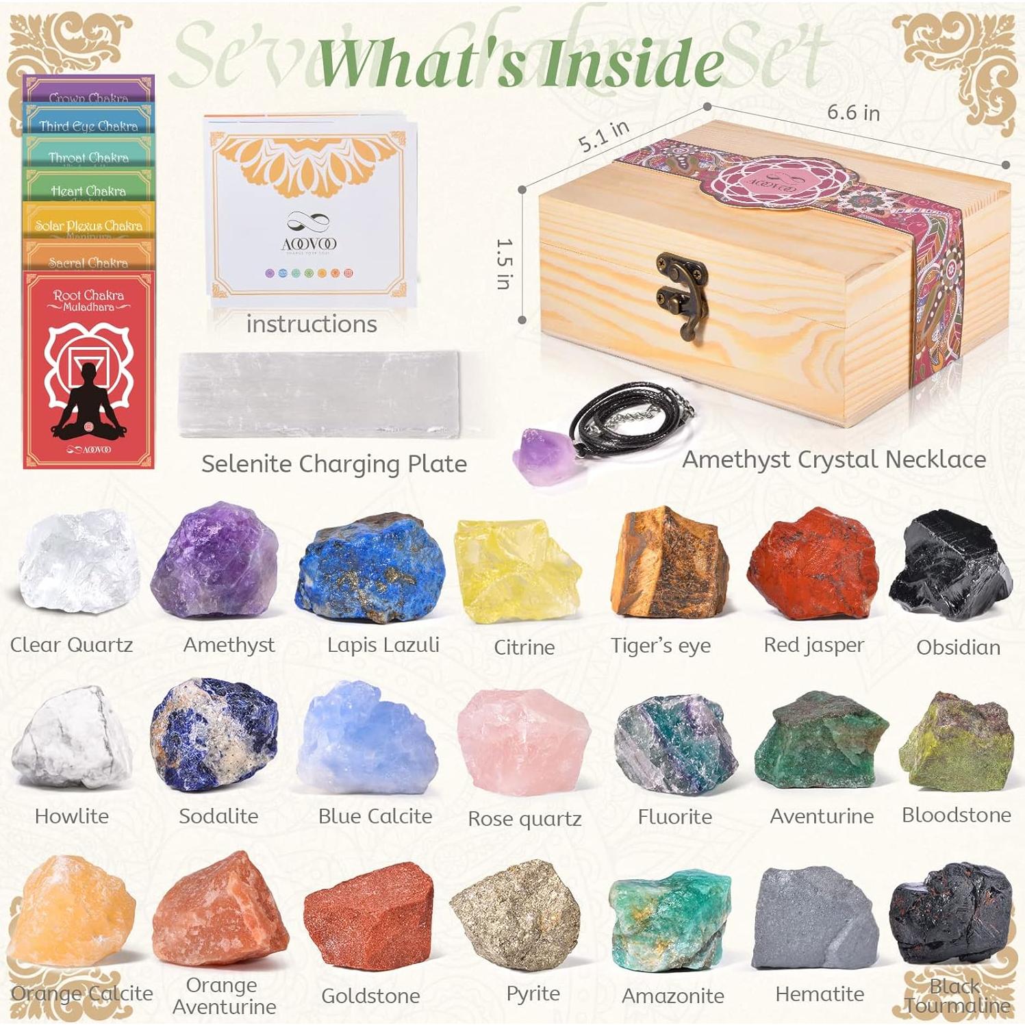 Conjunto de 31Pcs Cristales Sanadores AOOVOO con Collar