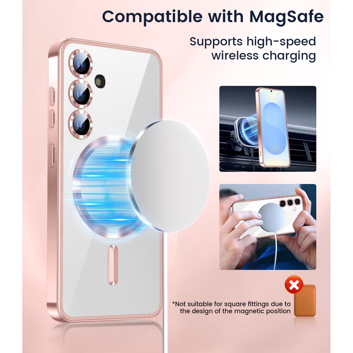 Funda Slim TOBOVON para Samsung Galaxy S25 Oro Rosa con MagSafe