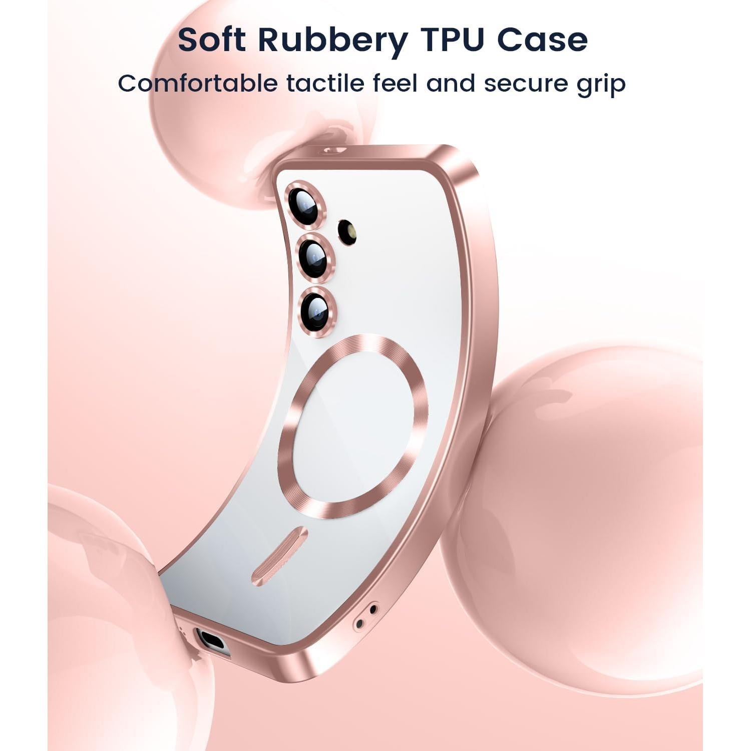 Funda Slim TOBOVON para Samsung Galaxy S25 Oro Rosa con MagSafe