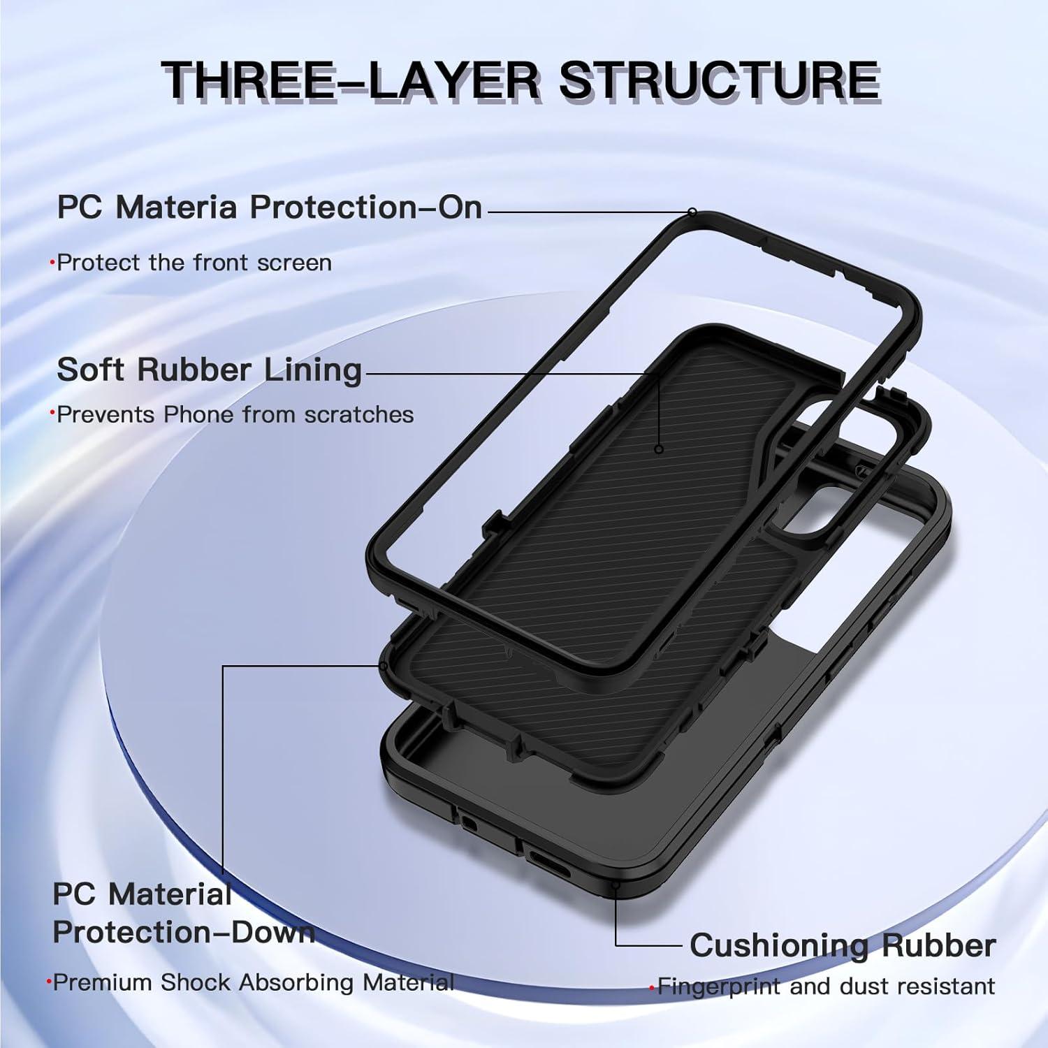 Funda de Protección 3 Capas Casenplaza para Galaxy S25 5G Negra