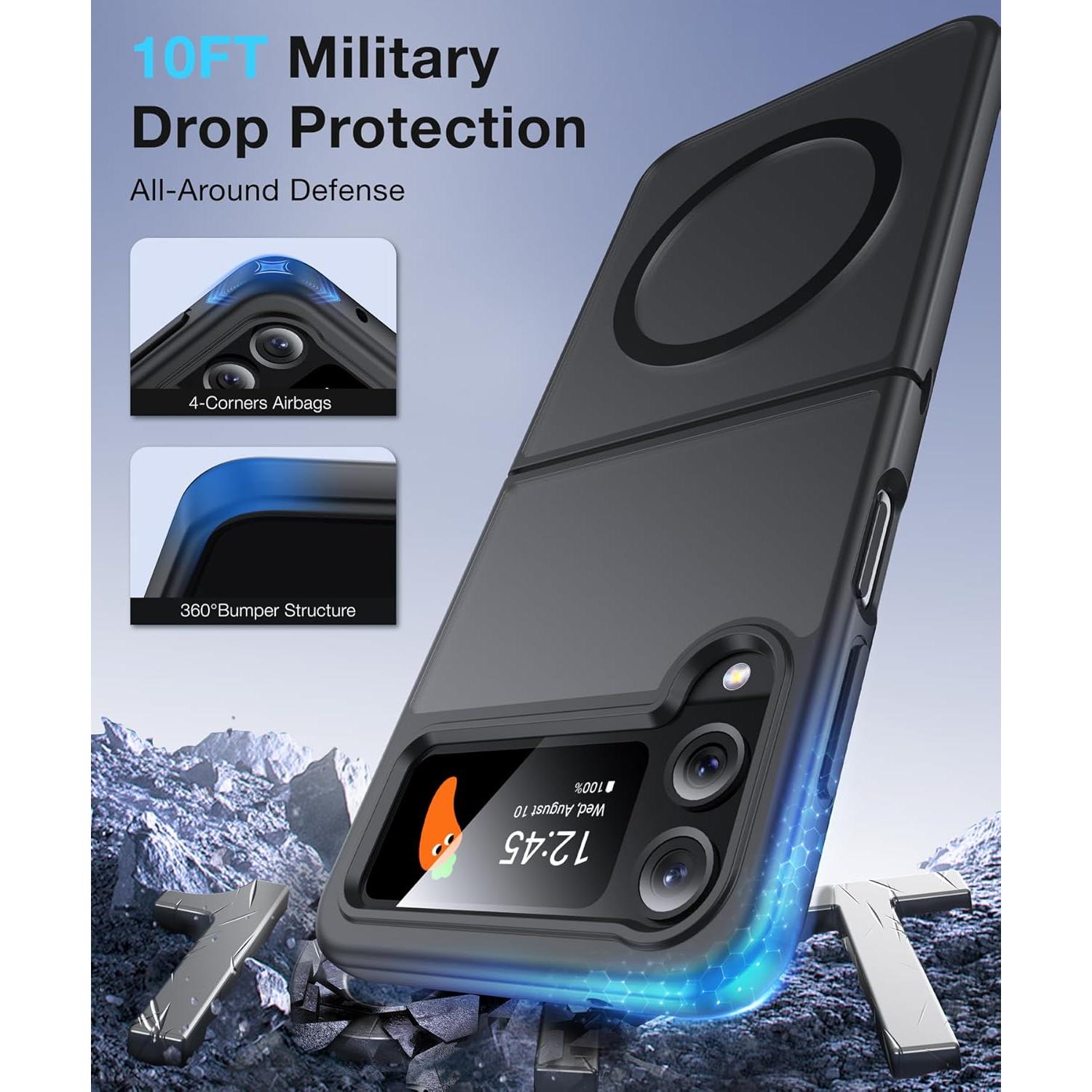 Funda Magnética FNDMIL para Samsung Galaxy Z Flip 4 - Negro