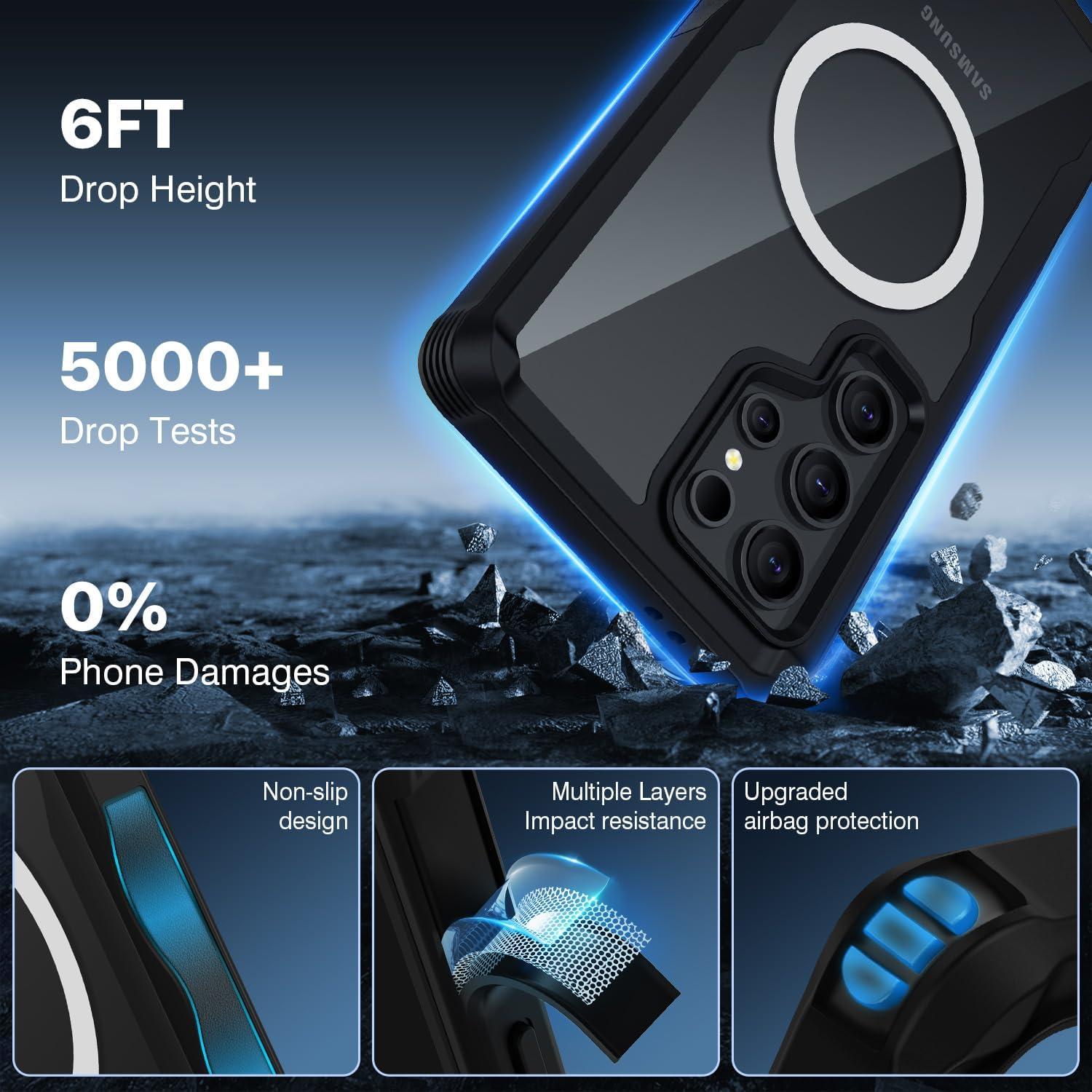 Funda Magnética CENHUFO para Samsung Galaxy S24 Ultra - Negro