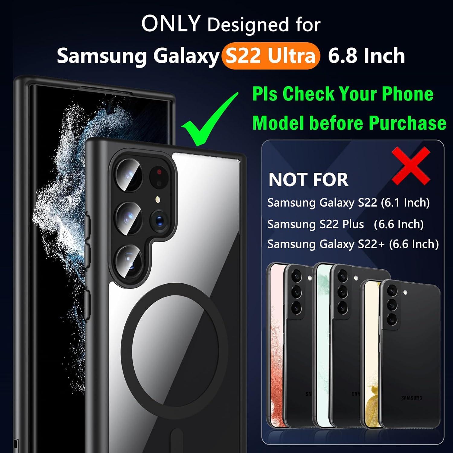 Funda Magnética Hensinple para Samsung Galaxy S22 Ultra 6.8" Negro