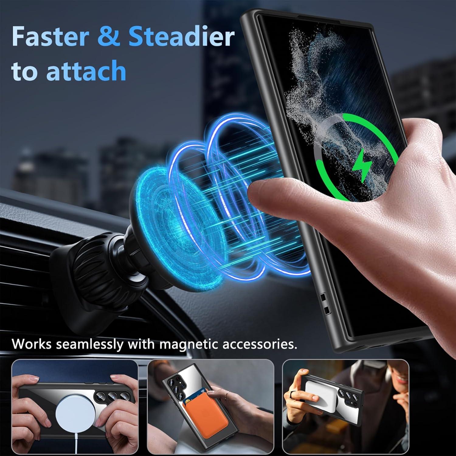 Funda Magnética Hensinple para Samsung Galaxy S22 Ultra 6.8" Negro