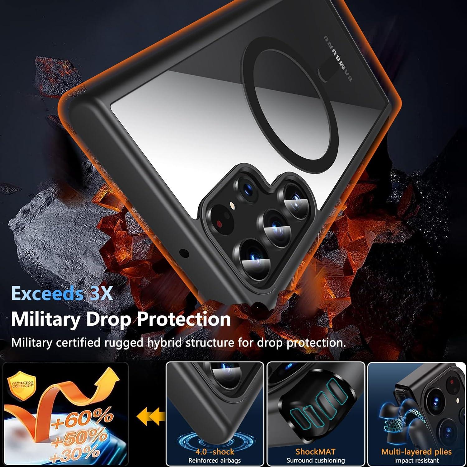 Funda Magnética Hensinple para Samsung Galaxy S22 Ultra 6.8" Negro